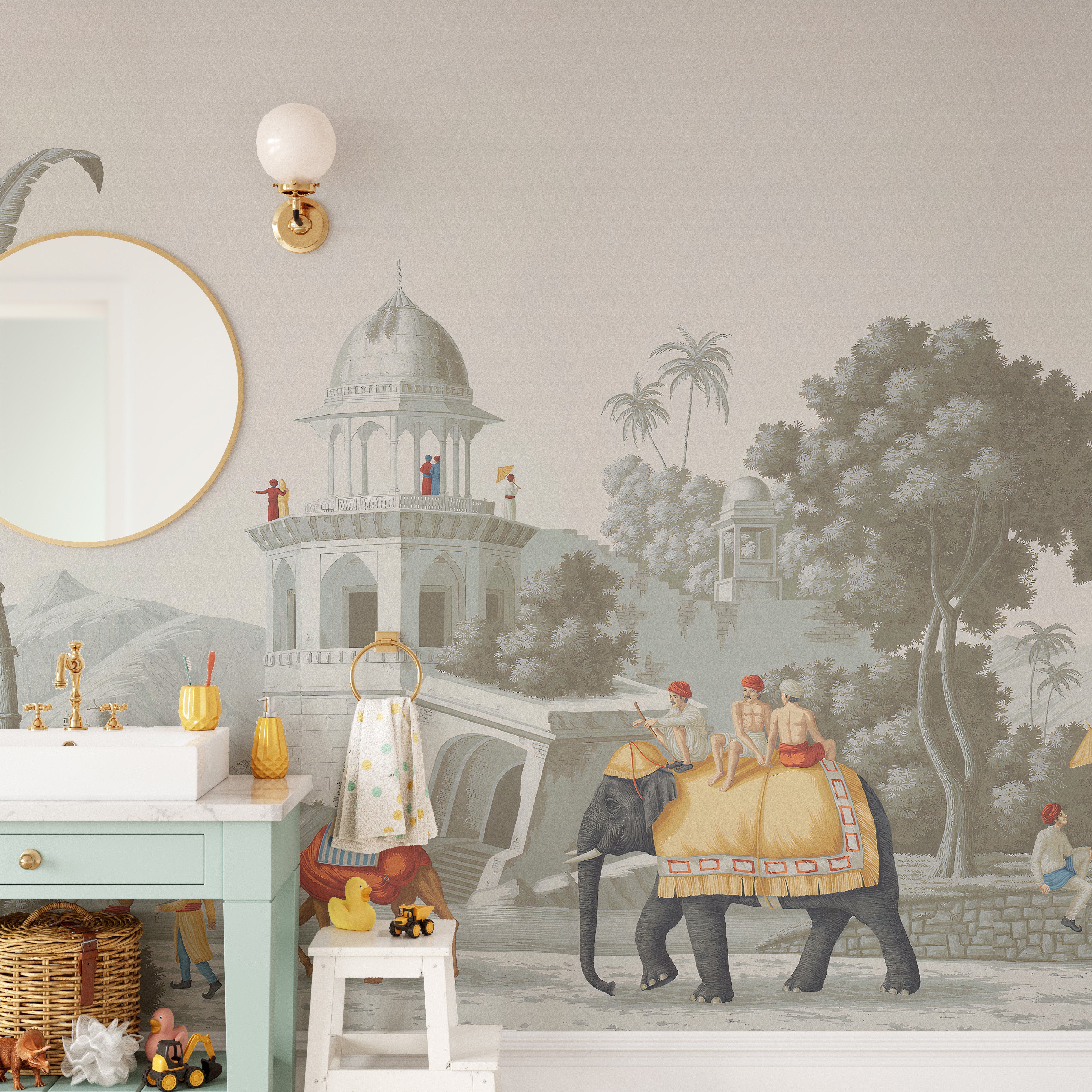 Royal Mughal forest-themed wall mural
