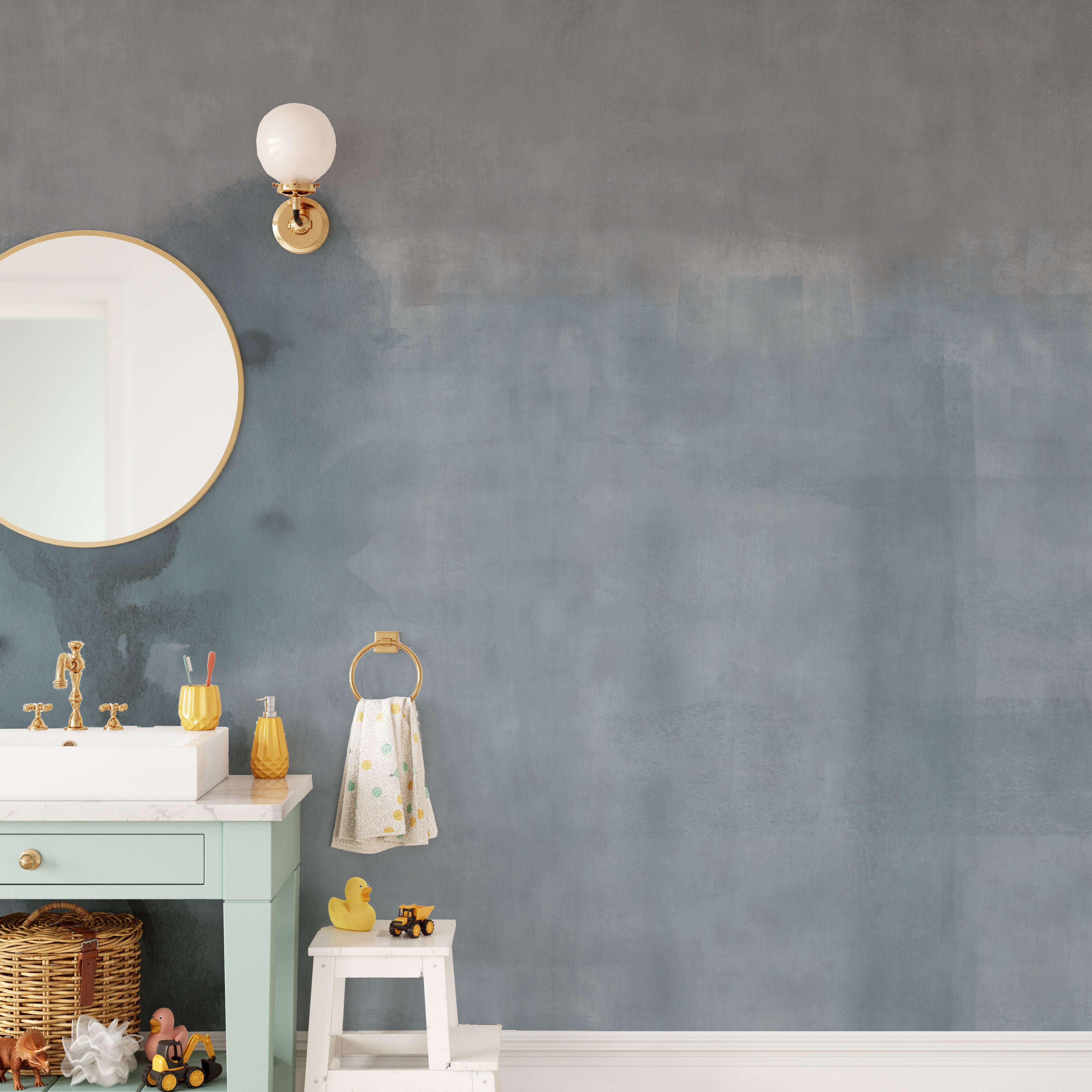 Subtle watercolor blue tones wall mural
