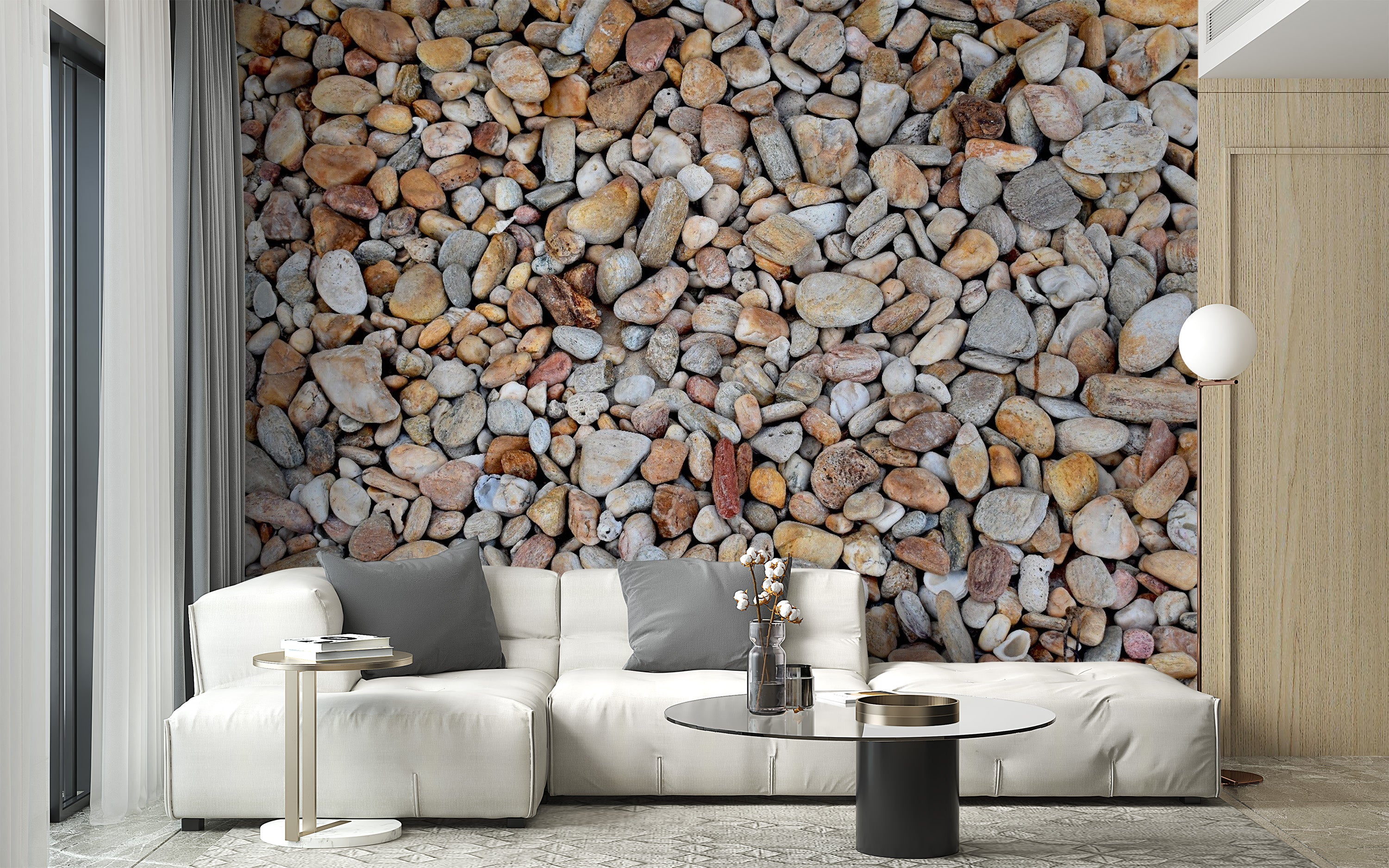 Decorative pebble stone wallpaper design
