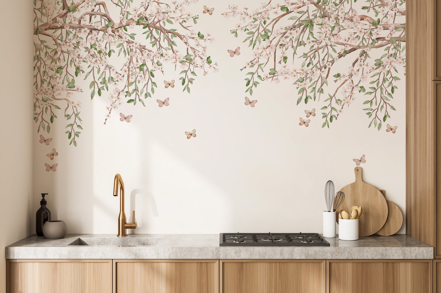 Blooming Blossom Light Pink Color Wallpaper