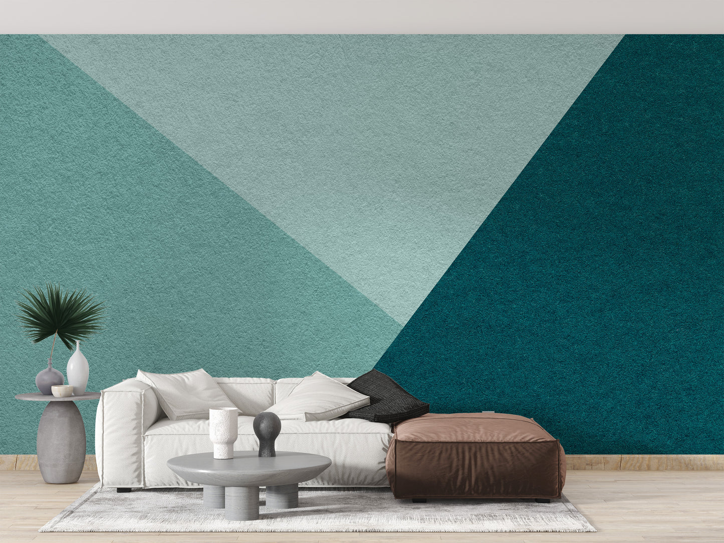 Emerald and Cyan Geometric Wallpaper