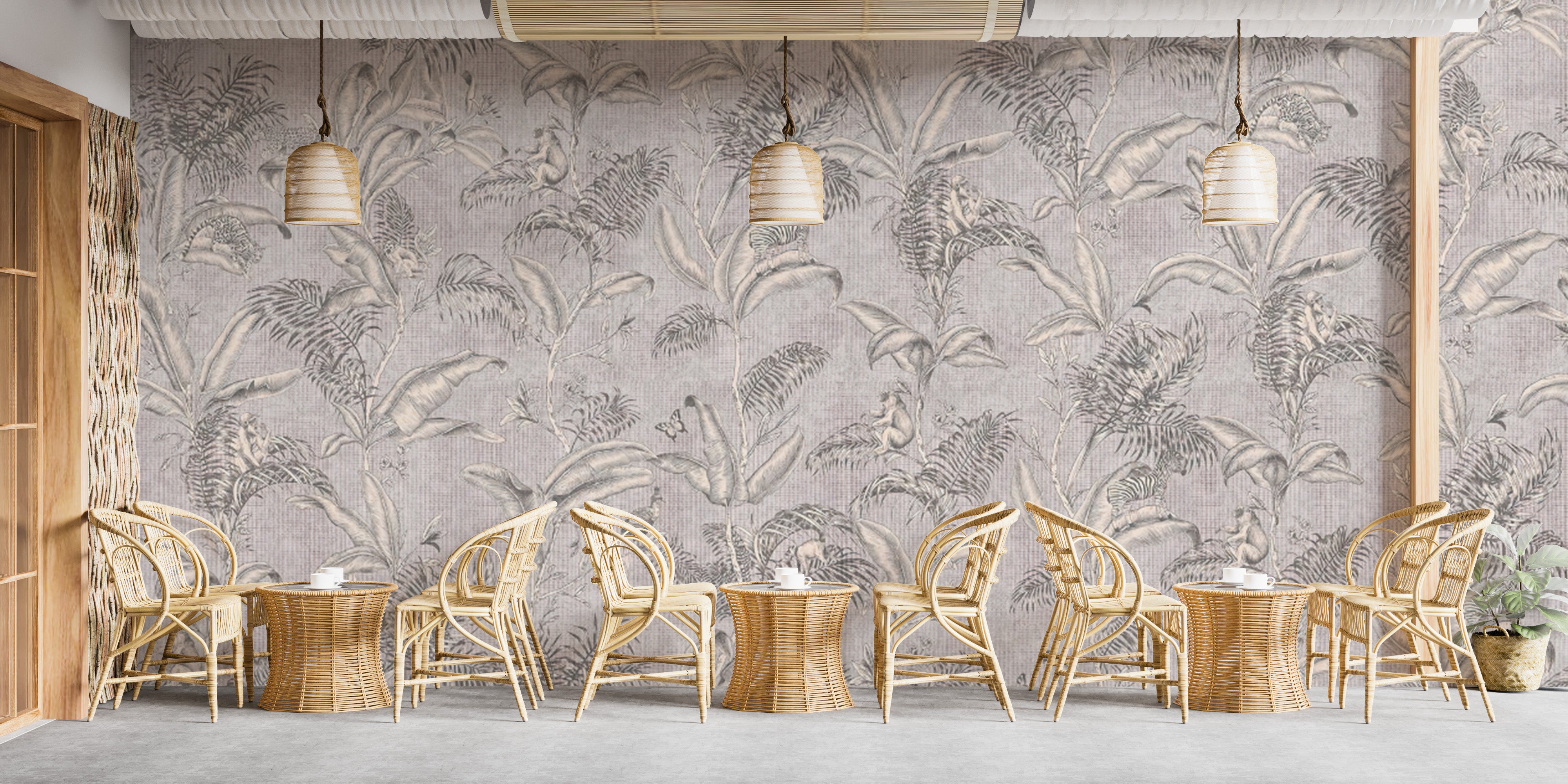 Elegant Darwin Gray Tropical Foliage Wallpaper for Walls
