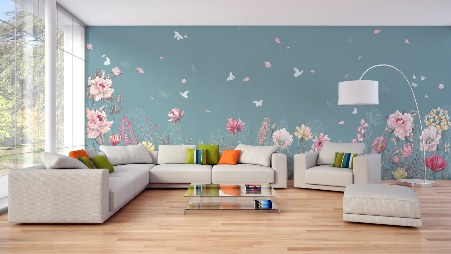 Flower Butterfly Garden Wallpaper Murals