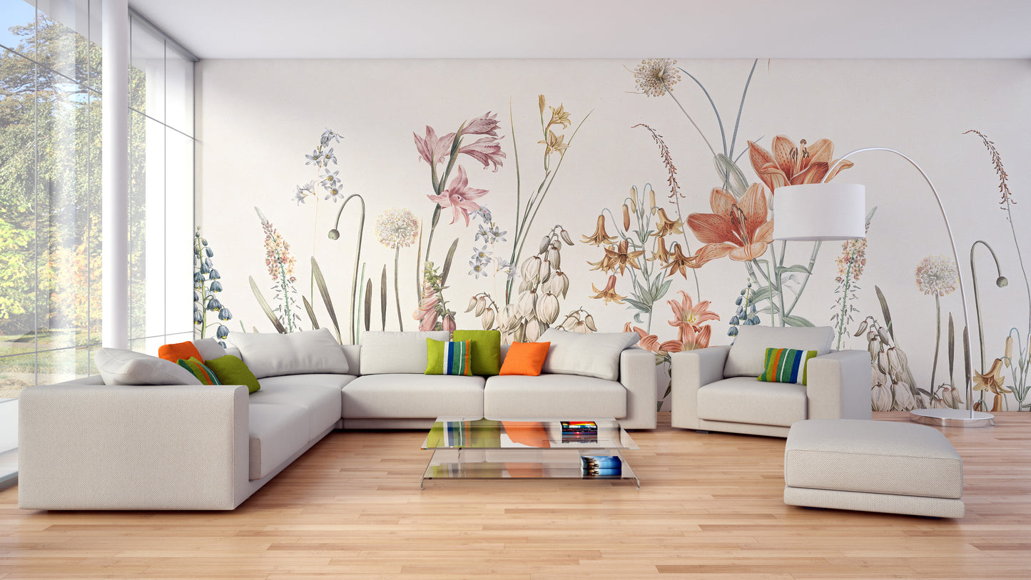 Floral Hand Painted Wallpaper Murals