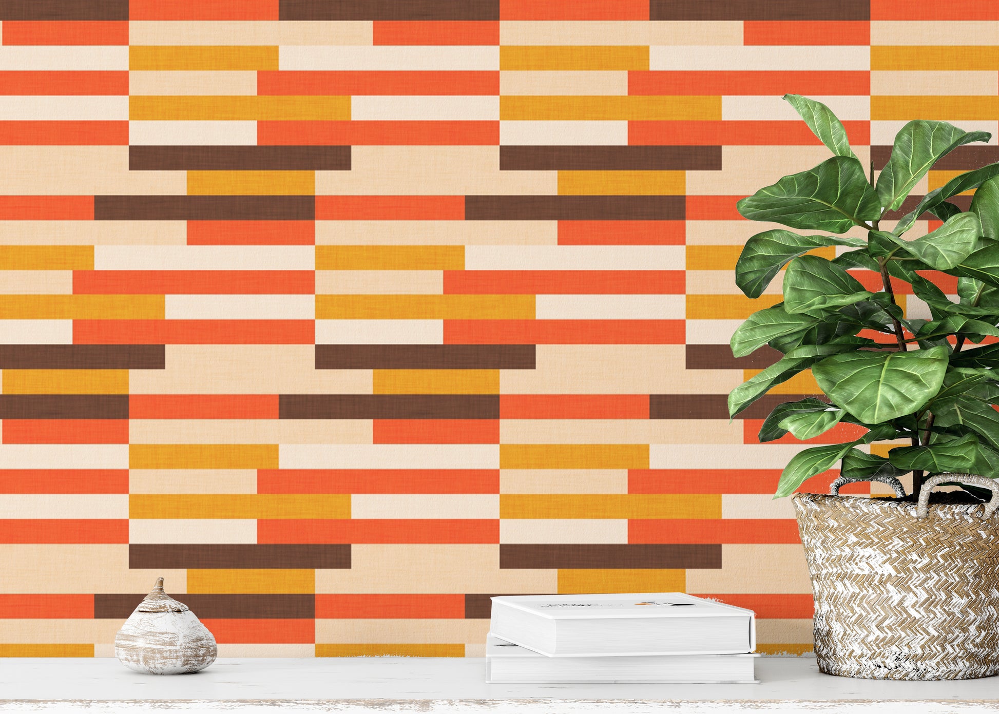 Mid Mod Kilim Stripes for living room walls
