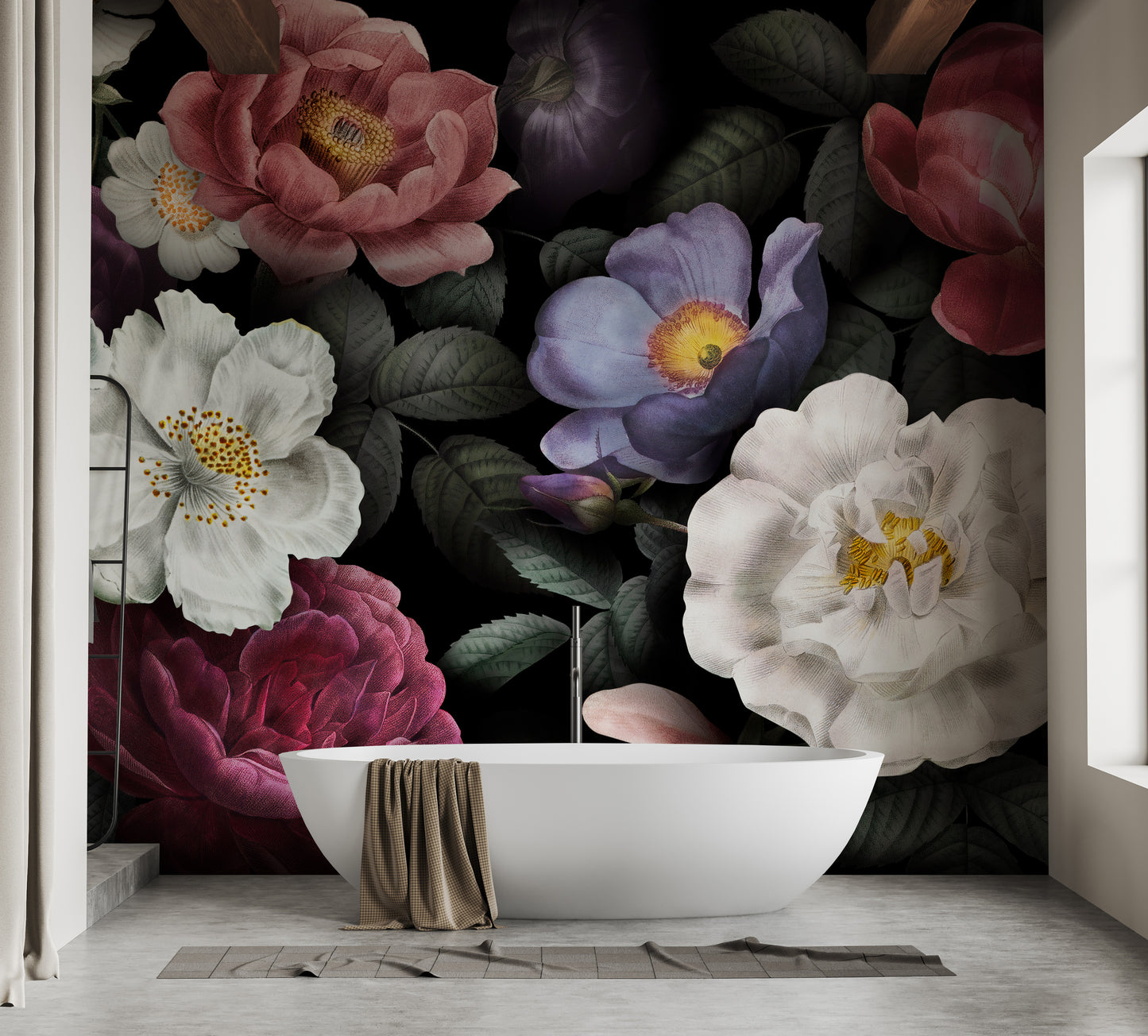 Flower Dark Background Wallpaper Mural
