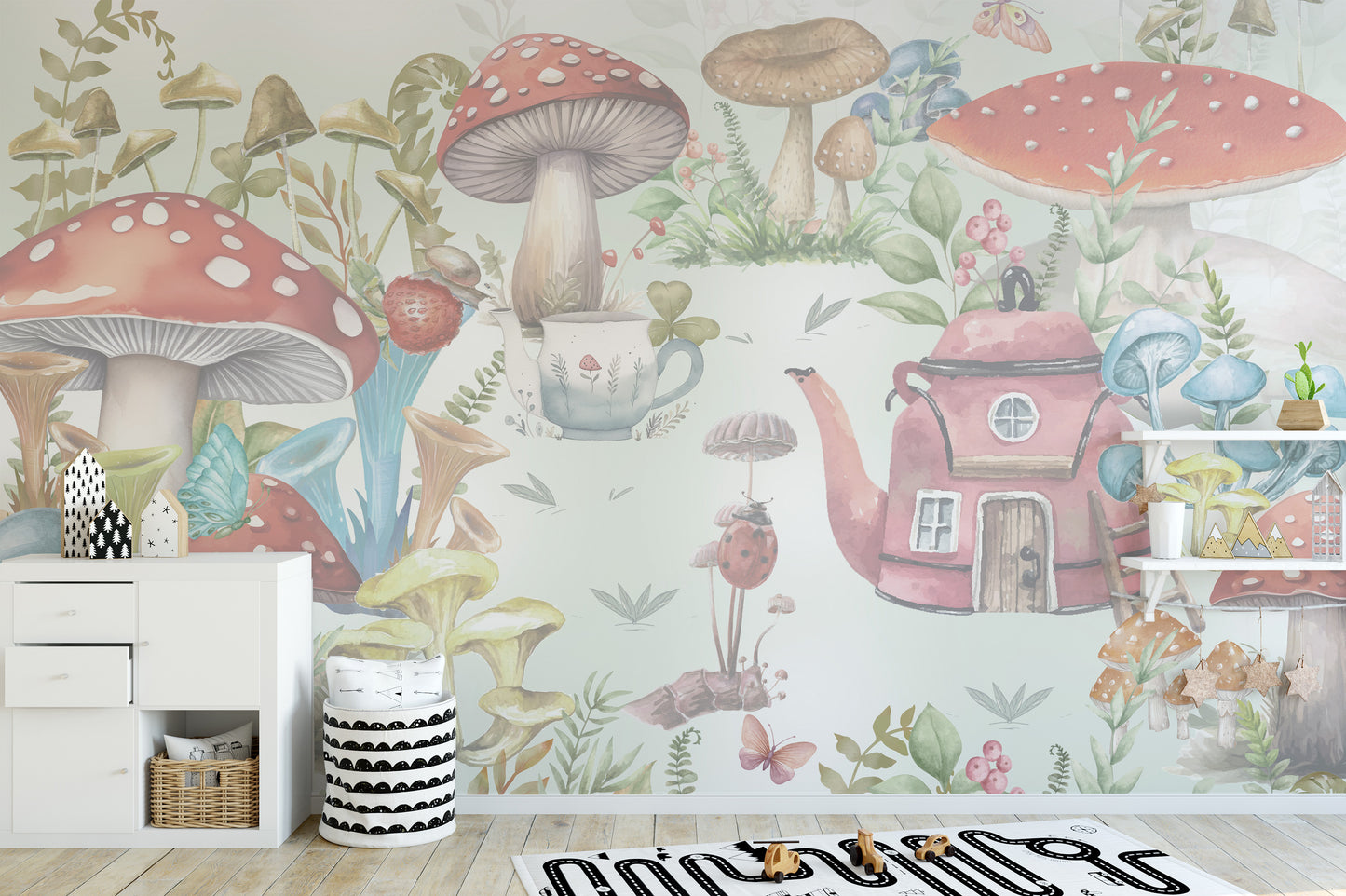 Whimsical Mushroom Garden Mural