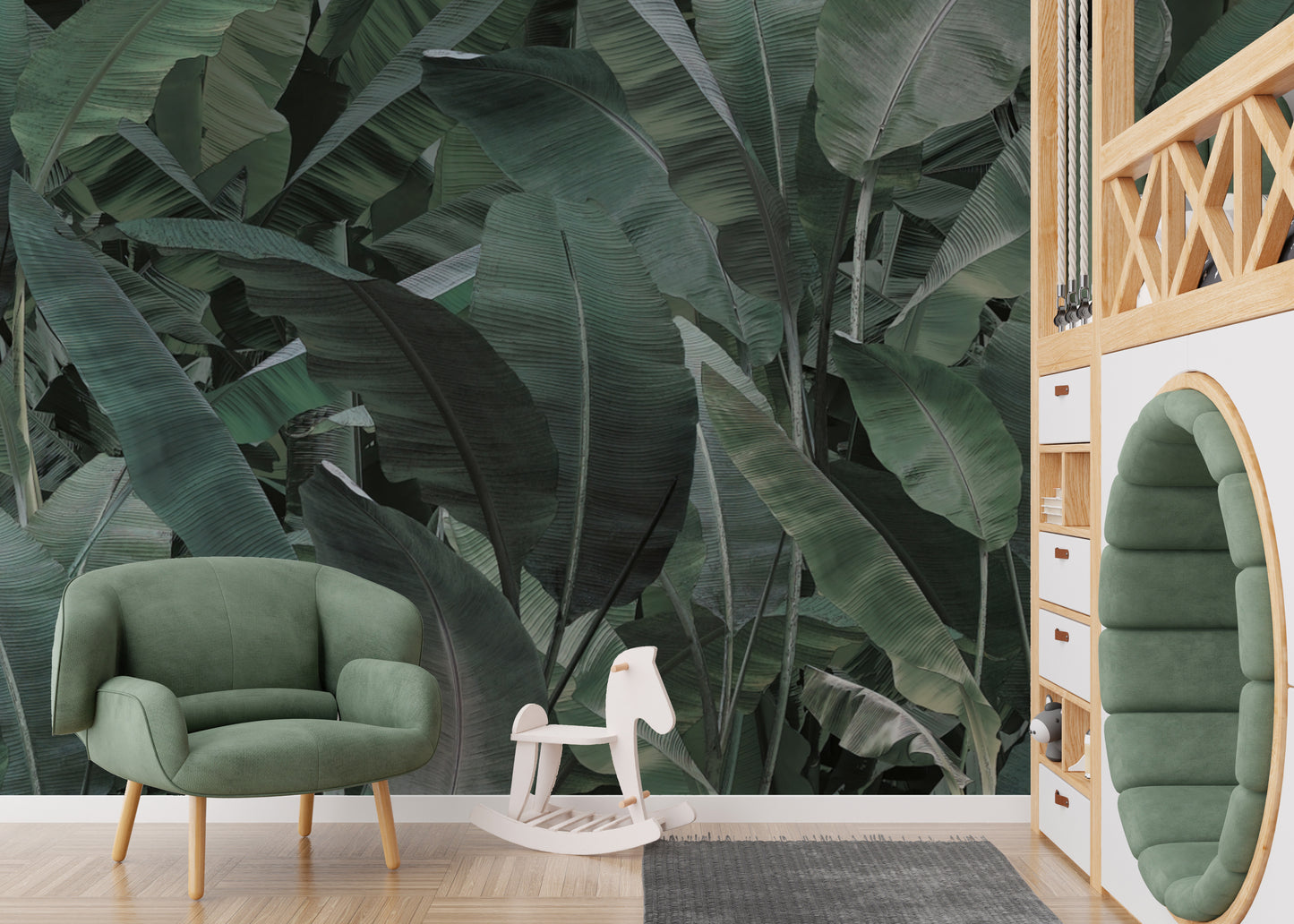 Lush tropical banana leaf wallpaper for a jungle aesthetic
