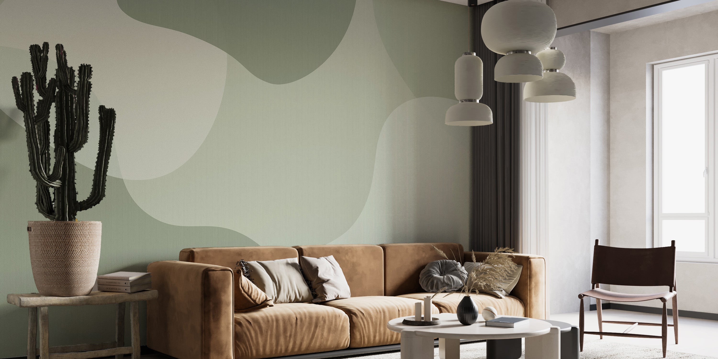 Green Abstract Wallpaper Mural with bold patterns
