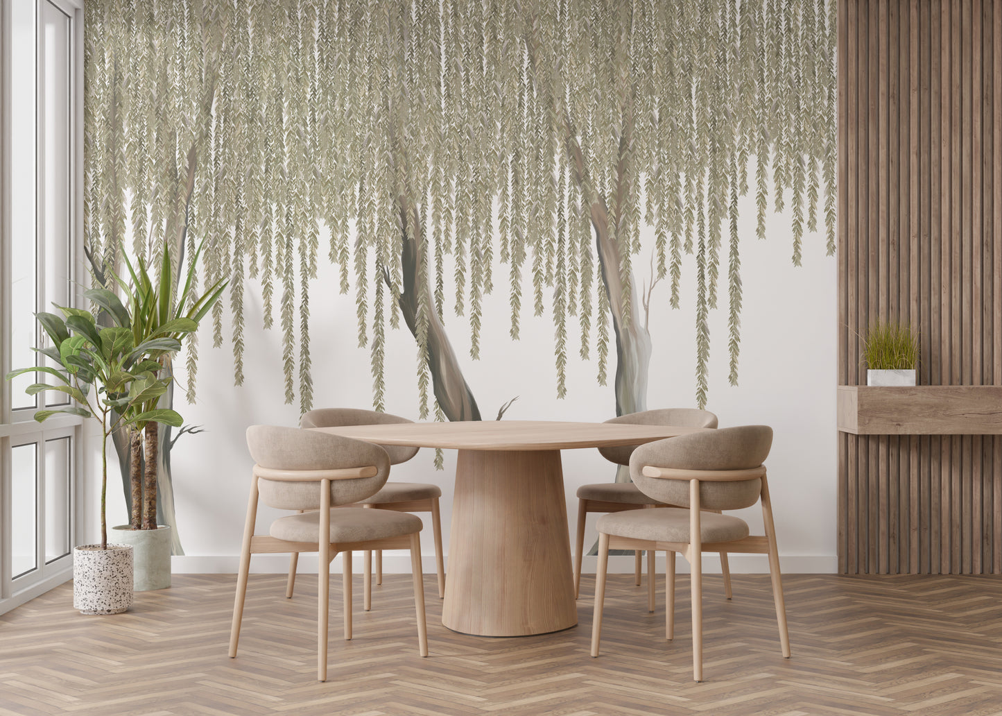 Hanging Flowers Tree Wallpaper Mural