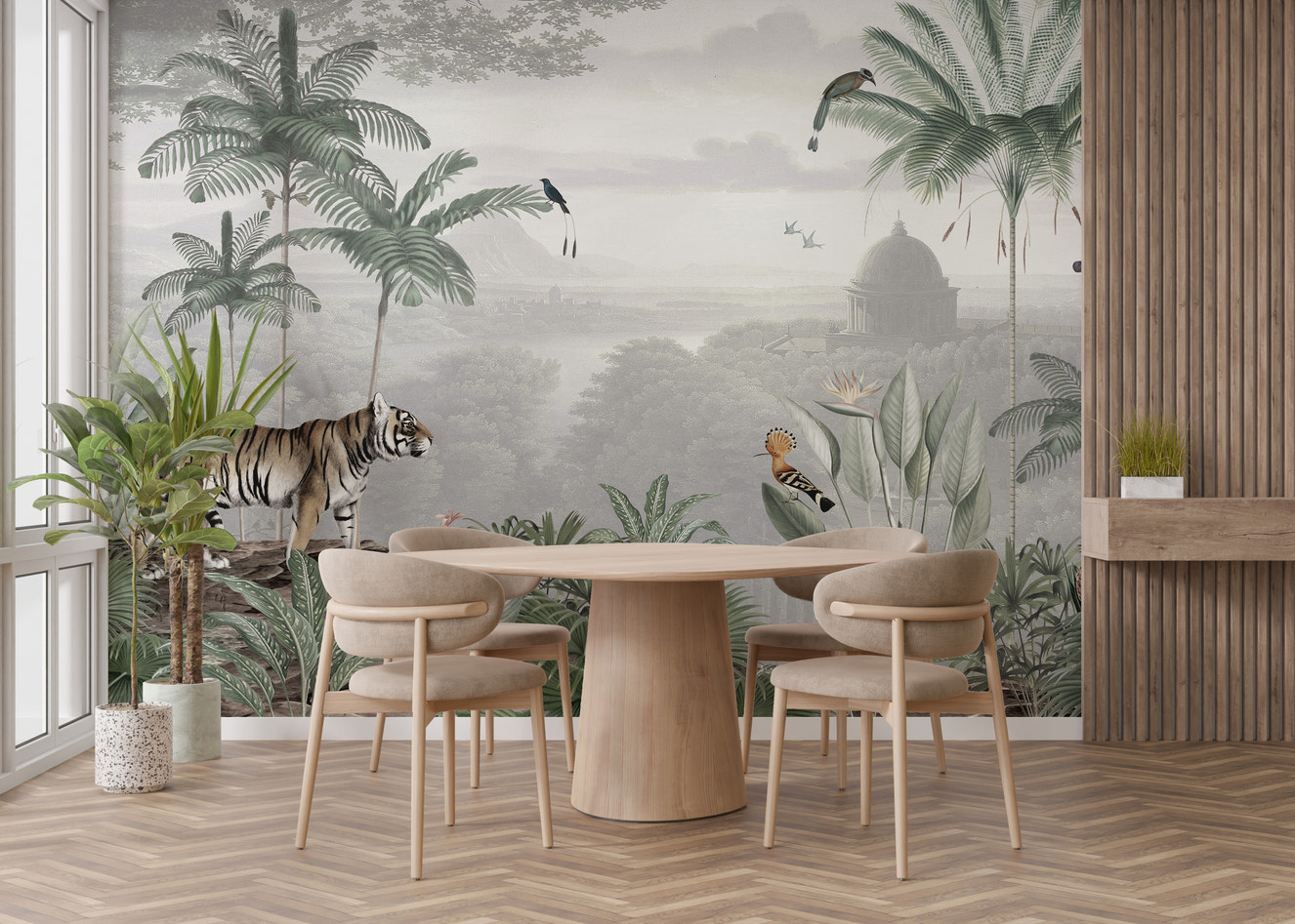 Peel and stick tropical tiger wallpaper for walls