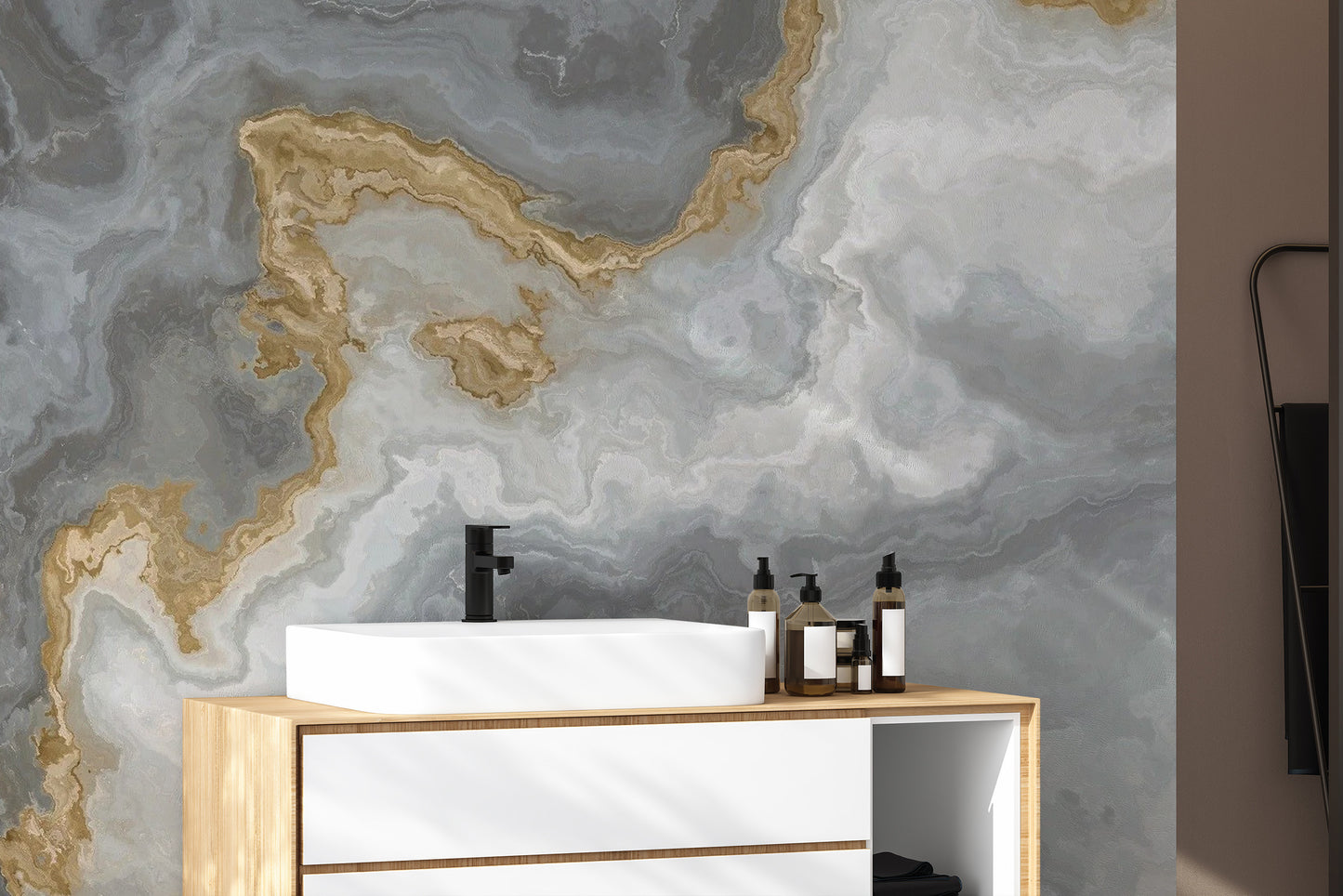 Gray Marble Wallpaper Mural for bathrooms
