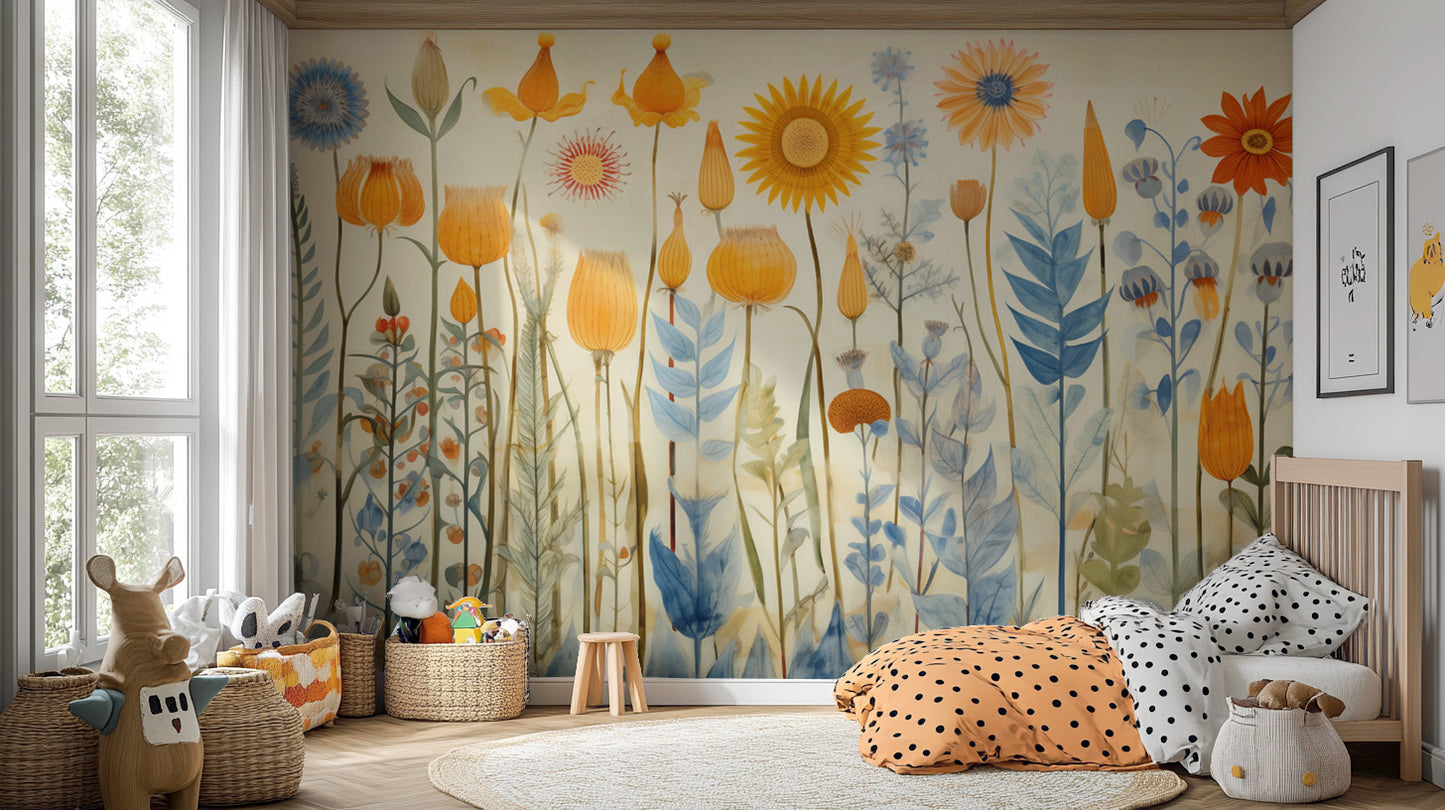 Brightly Colored Flowers Wallpaper Murals