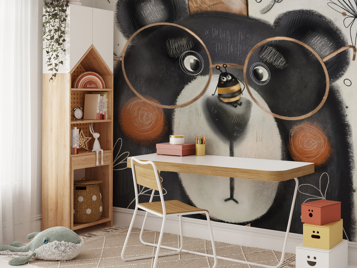 Creative Bear Face Wallpaper Mural