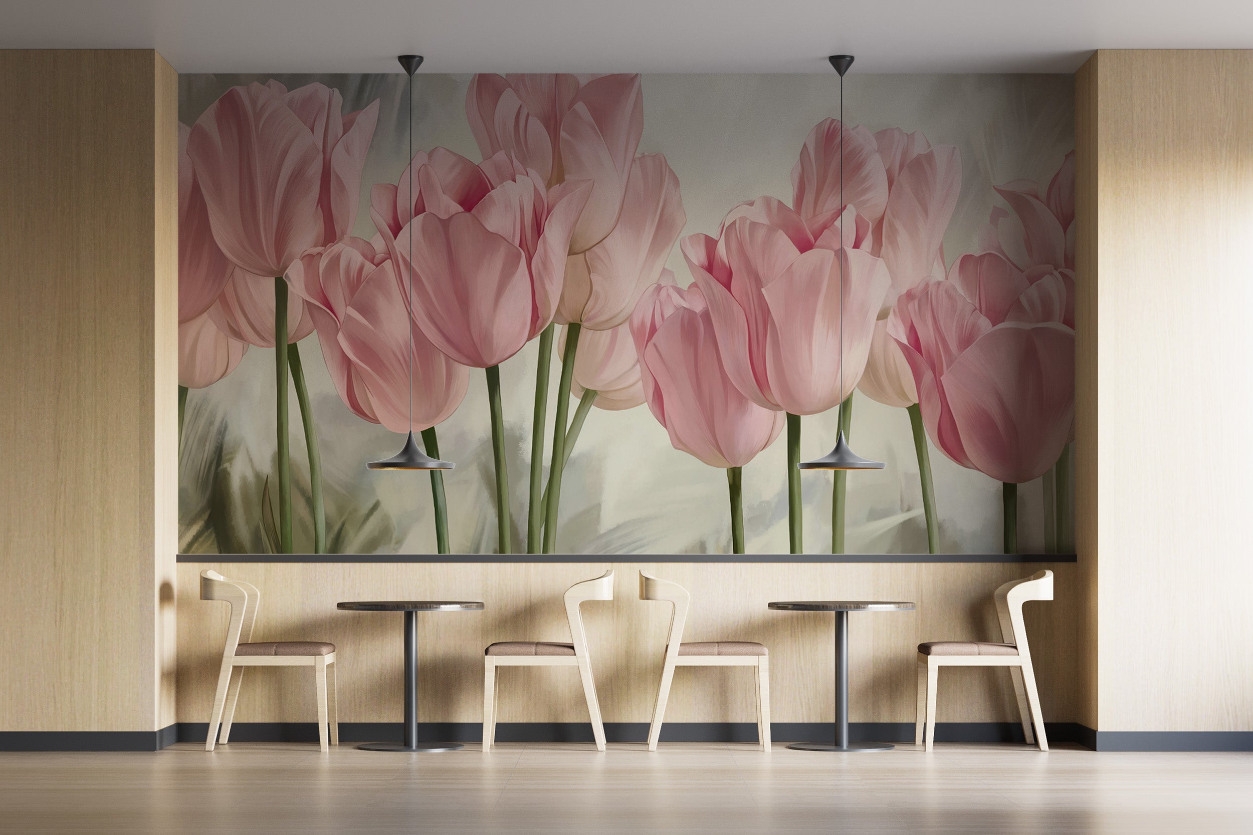 Soft Pastel Tulip Wall Covering
