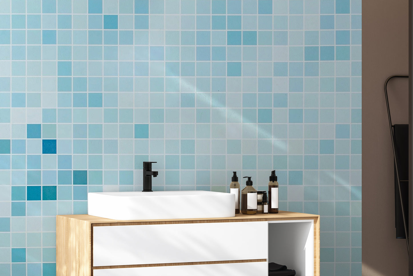 Modern Blue Tiled Wallpaper for Elegant Walls