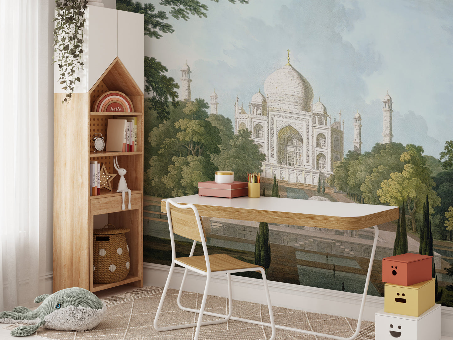 Elegant vintage Taj Mahal wallpaper with royal design
