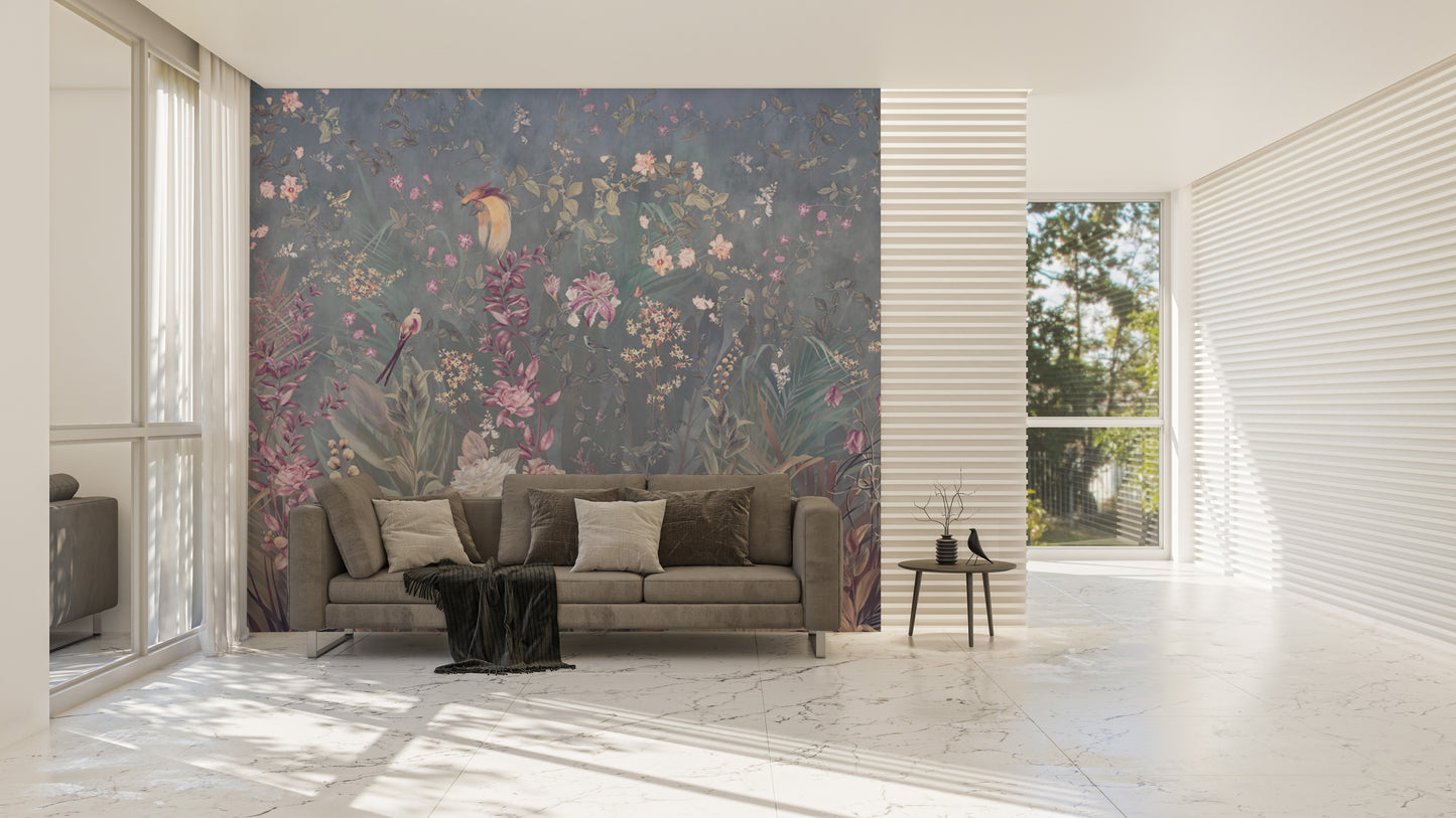 Serene Lavender Scenery Mural
