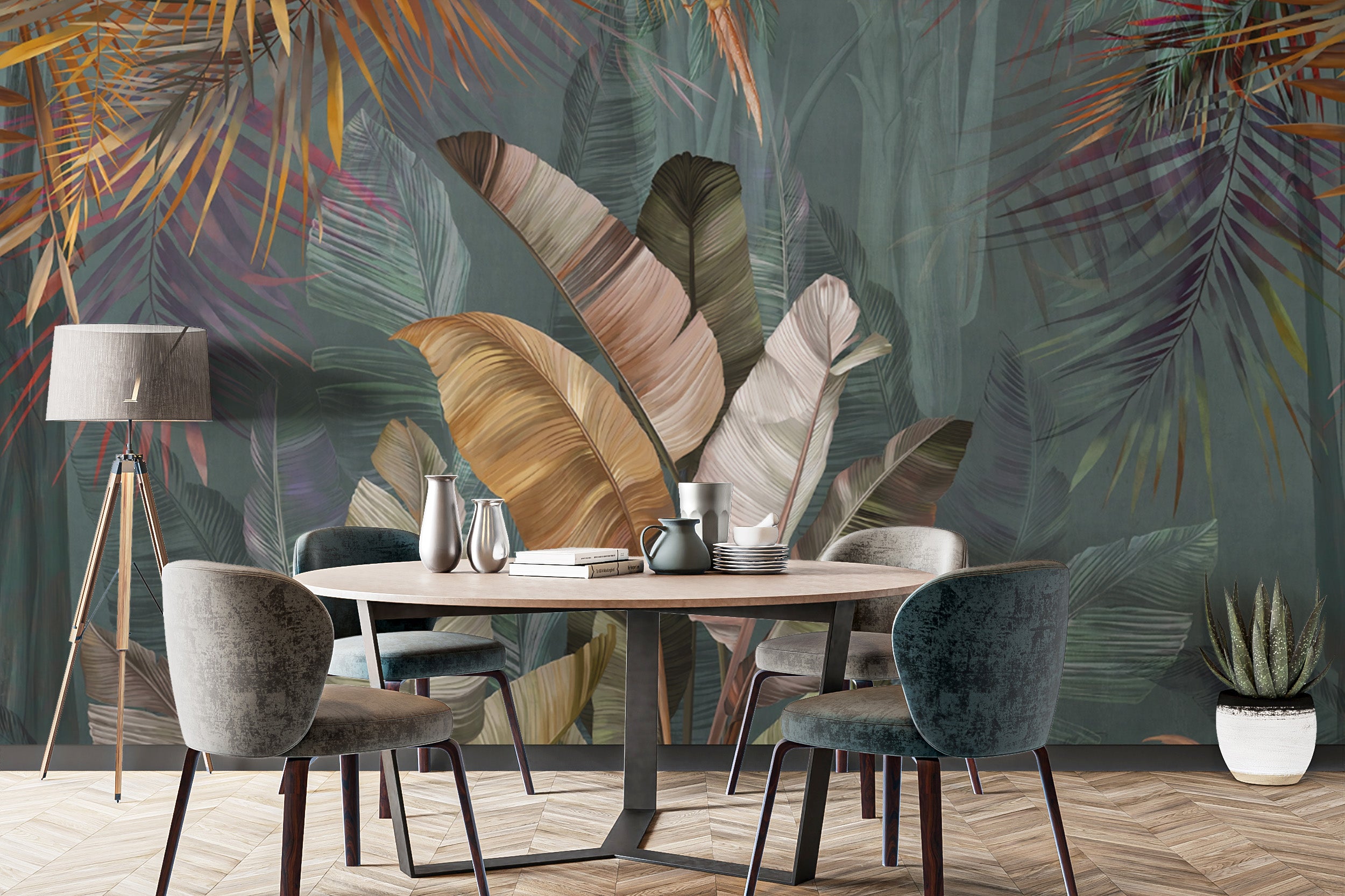 Stylish big tropical leaf wallpaper for statement walls