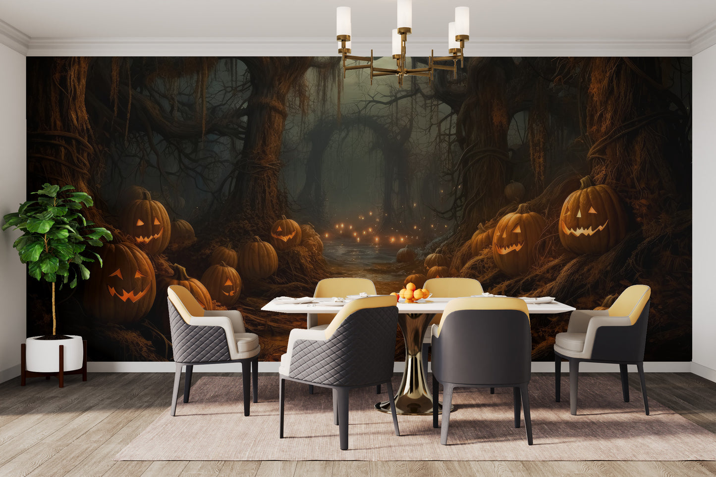 Pumpkin Forest Halloween Wallpaper mural