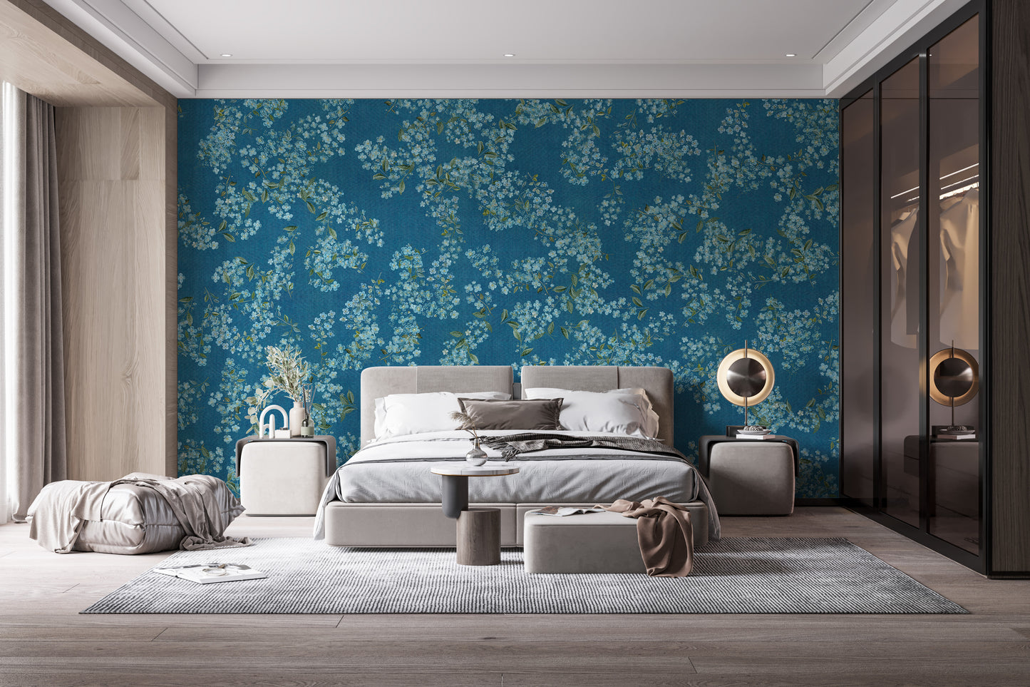 Blue Floral Peel and Stick Wallpaper