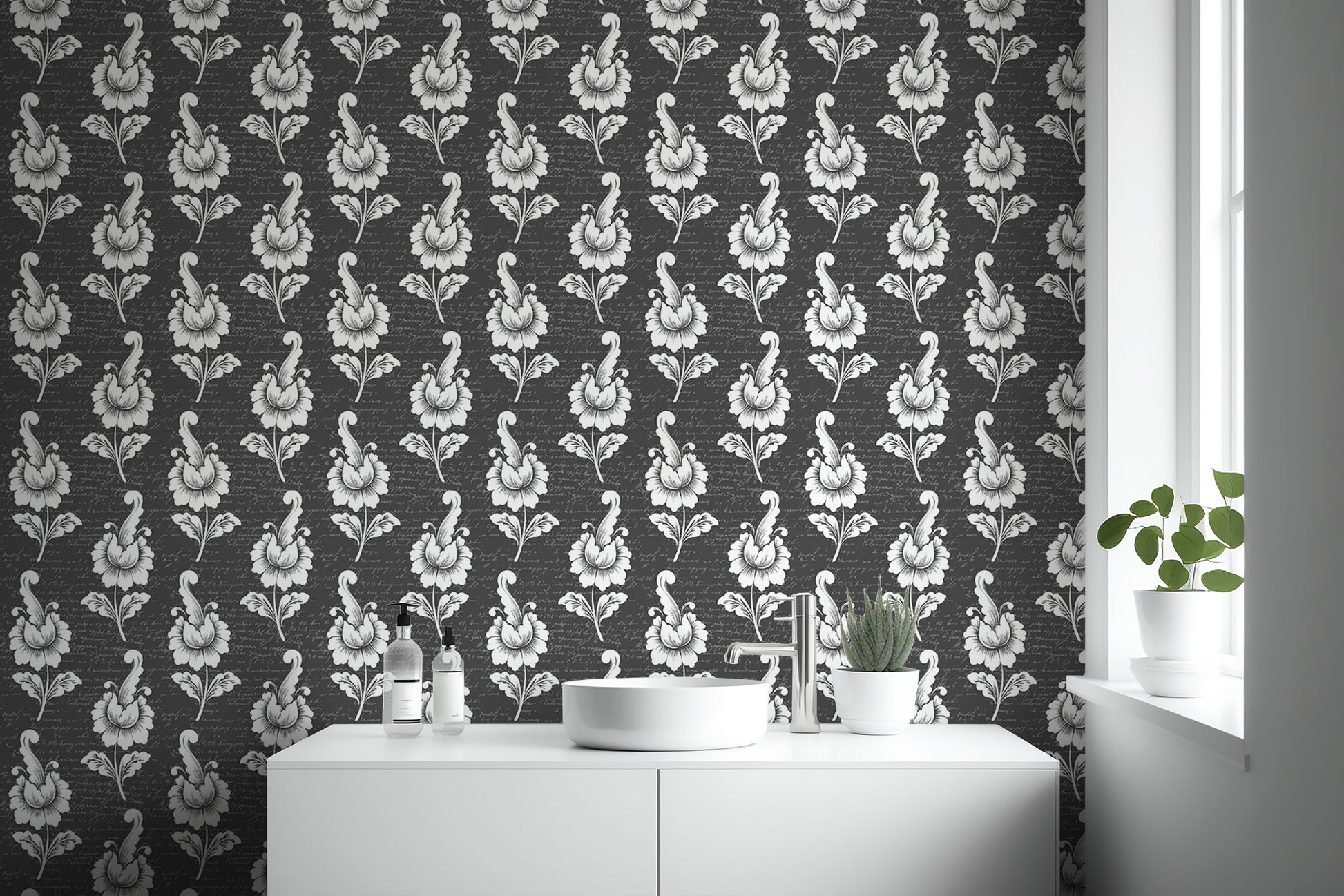 Timeless Black Damask Pattern Wallpaper
