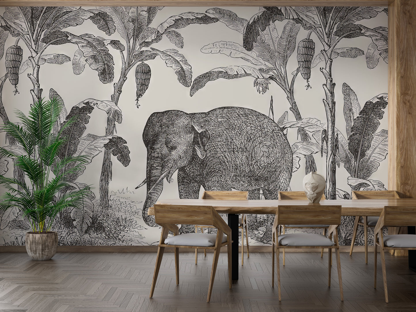 Vintage Elephant Wallpaper Mural