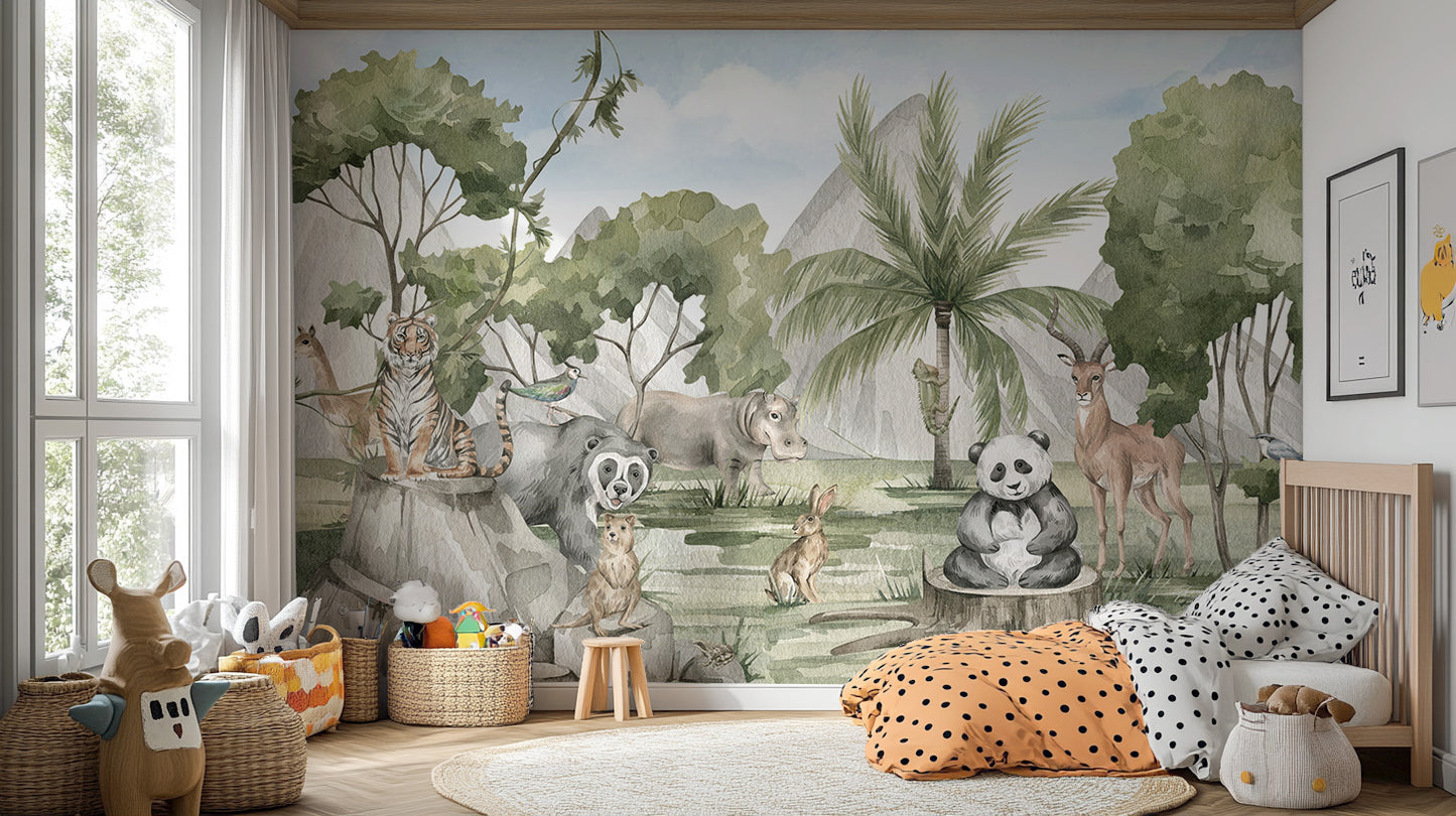 Bring the savannah home with wildlife wallpaper elegance