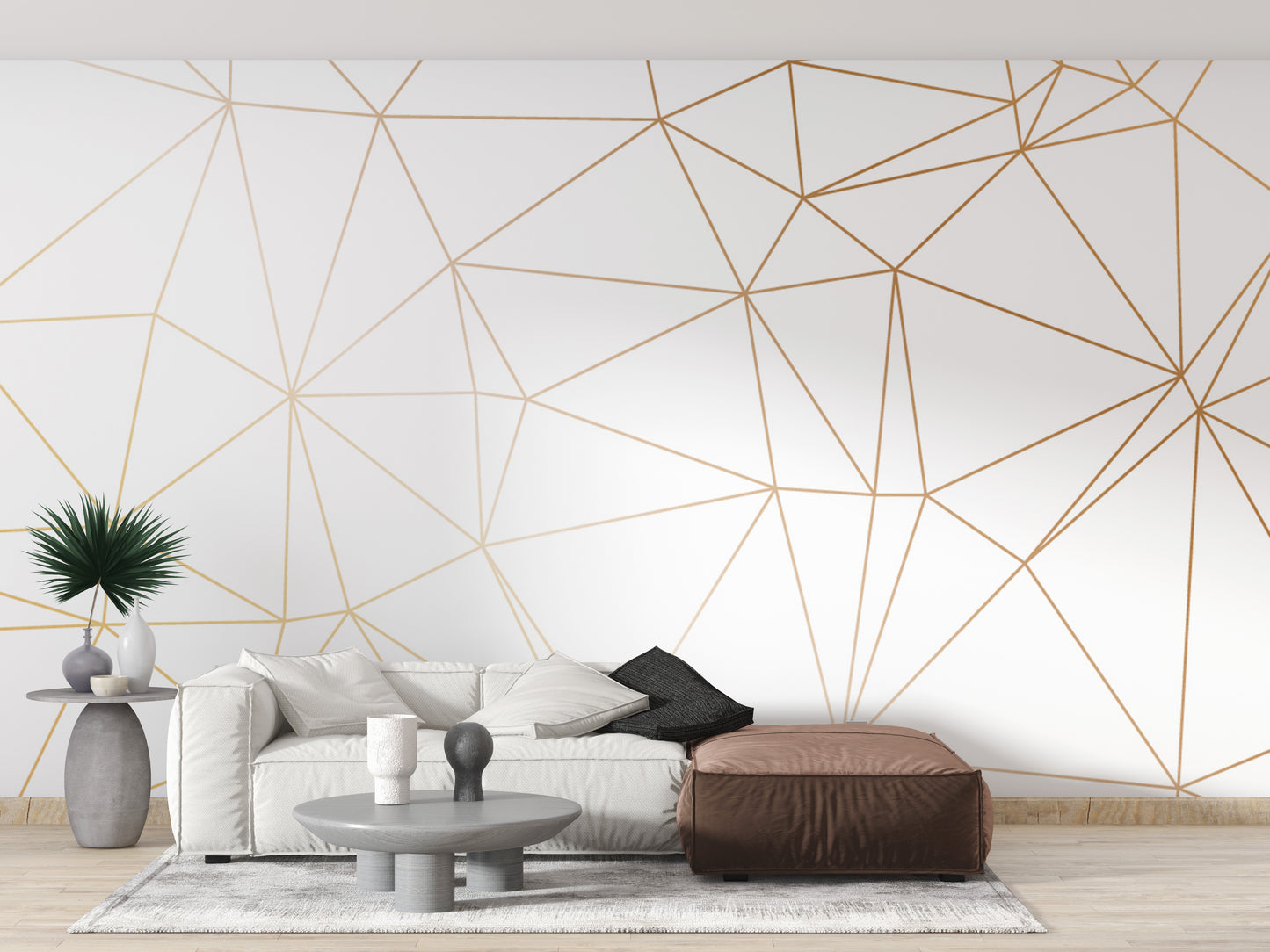 Gold Polygonal Strip Geometric Wallpaper Murals