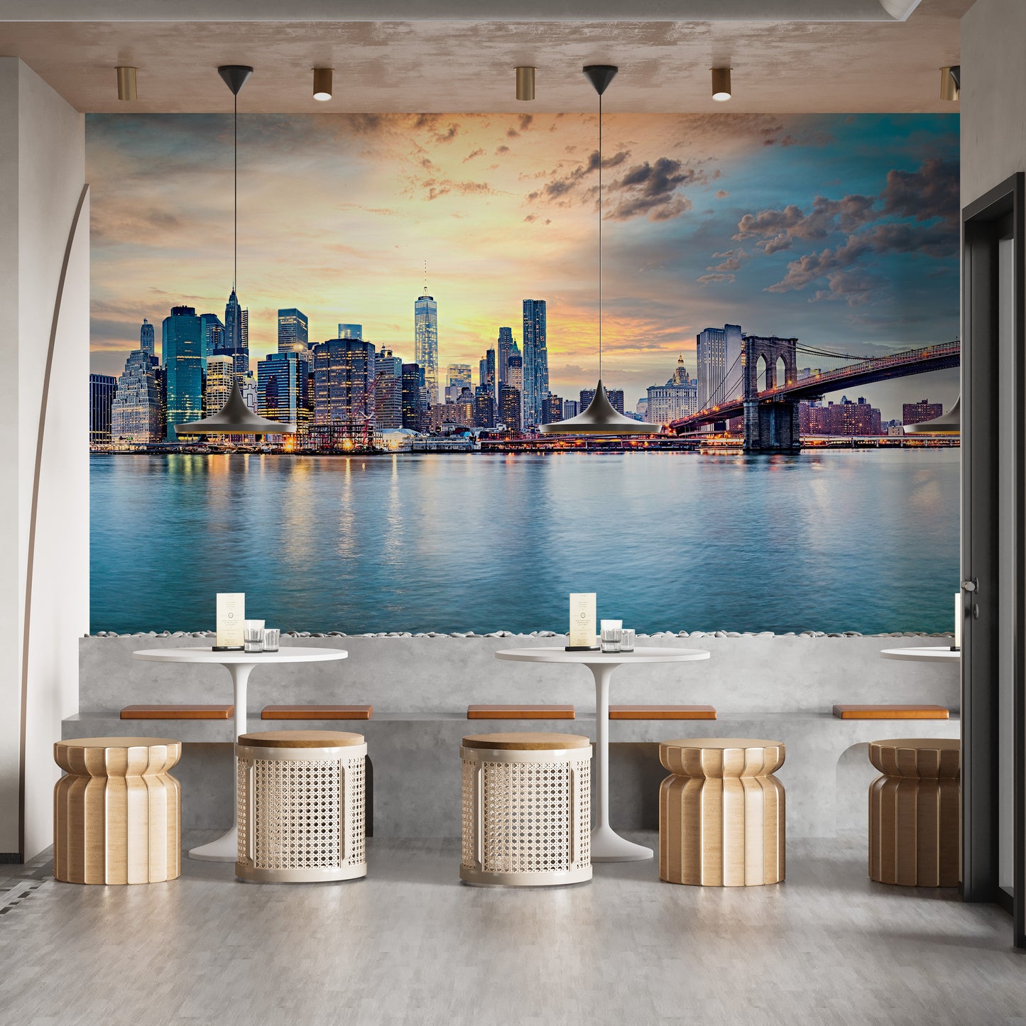 New York Sunset Panorama Wall Mural - Giffywalls