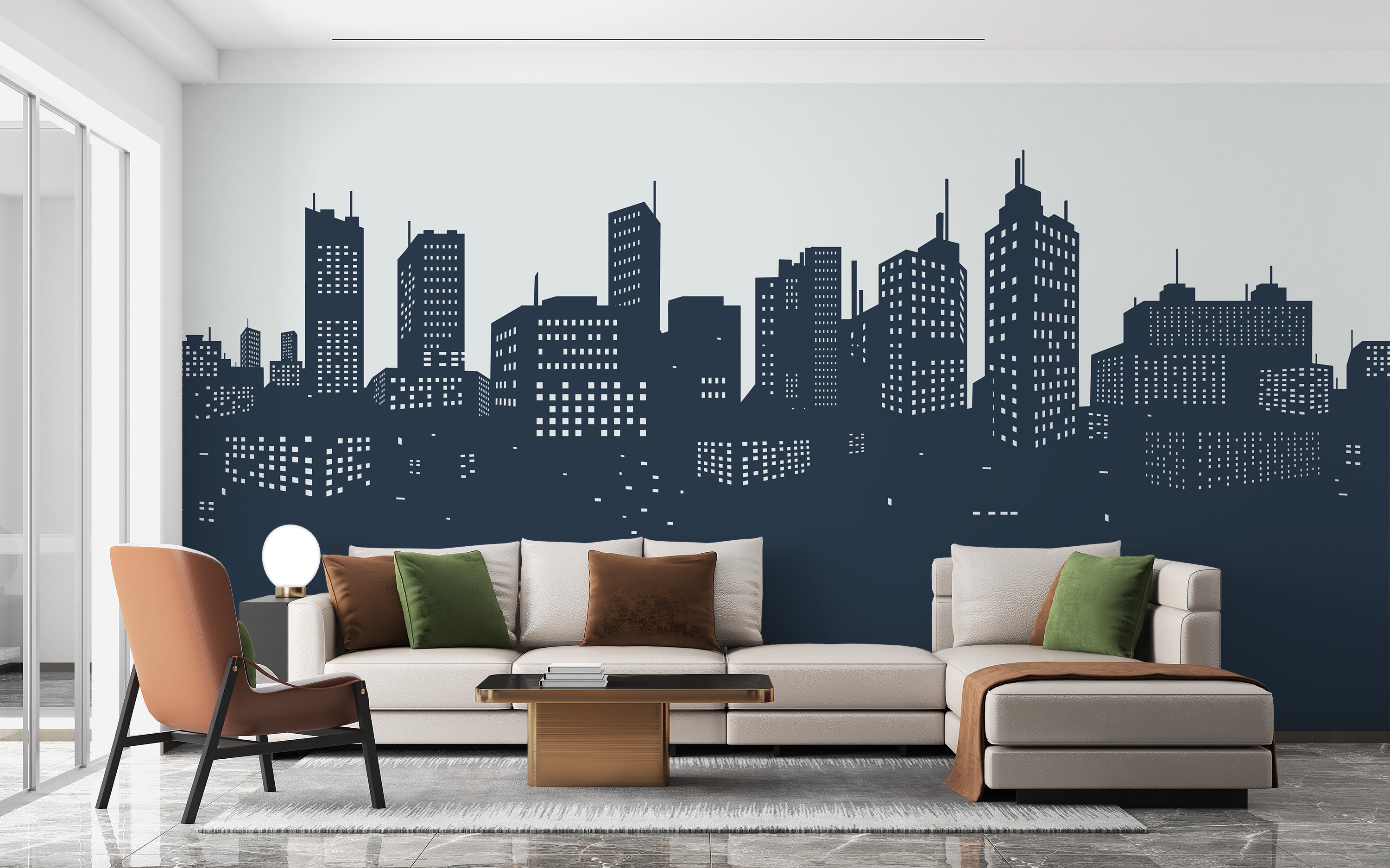 Timeless skyline silhouette wallpaper for classy interiors.