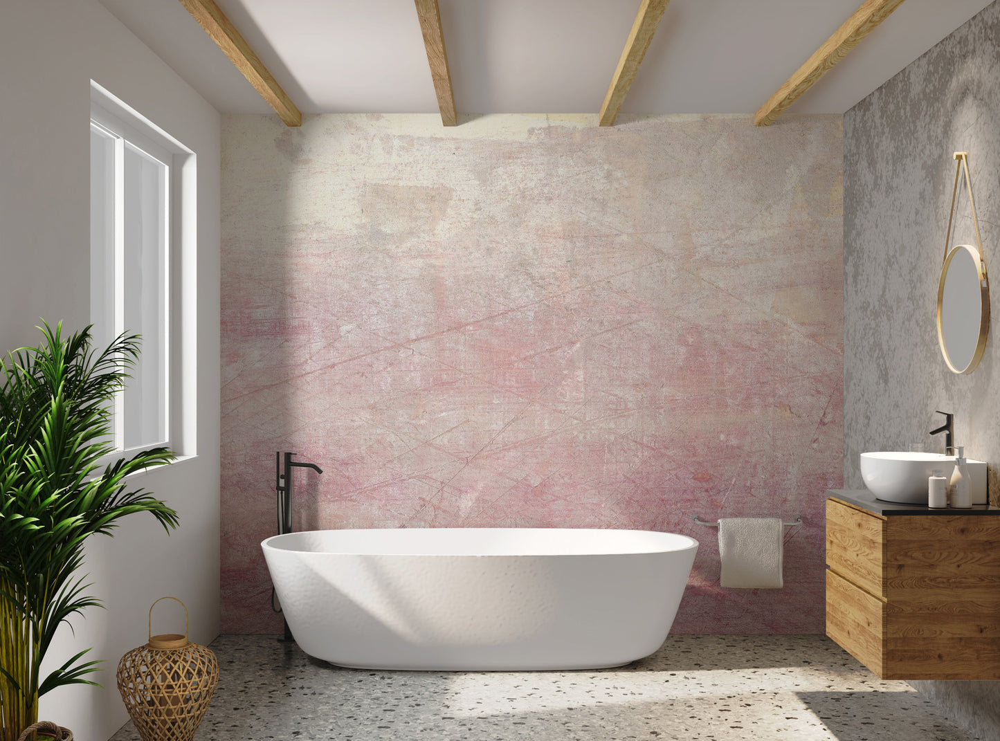 Calm and Serene Blush Textured Wall Mural
