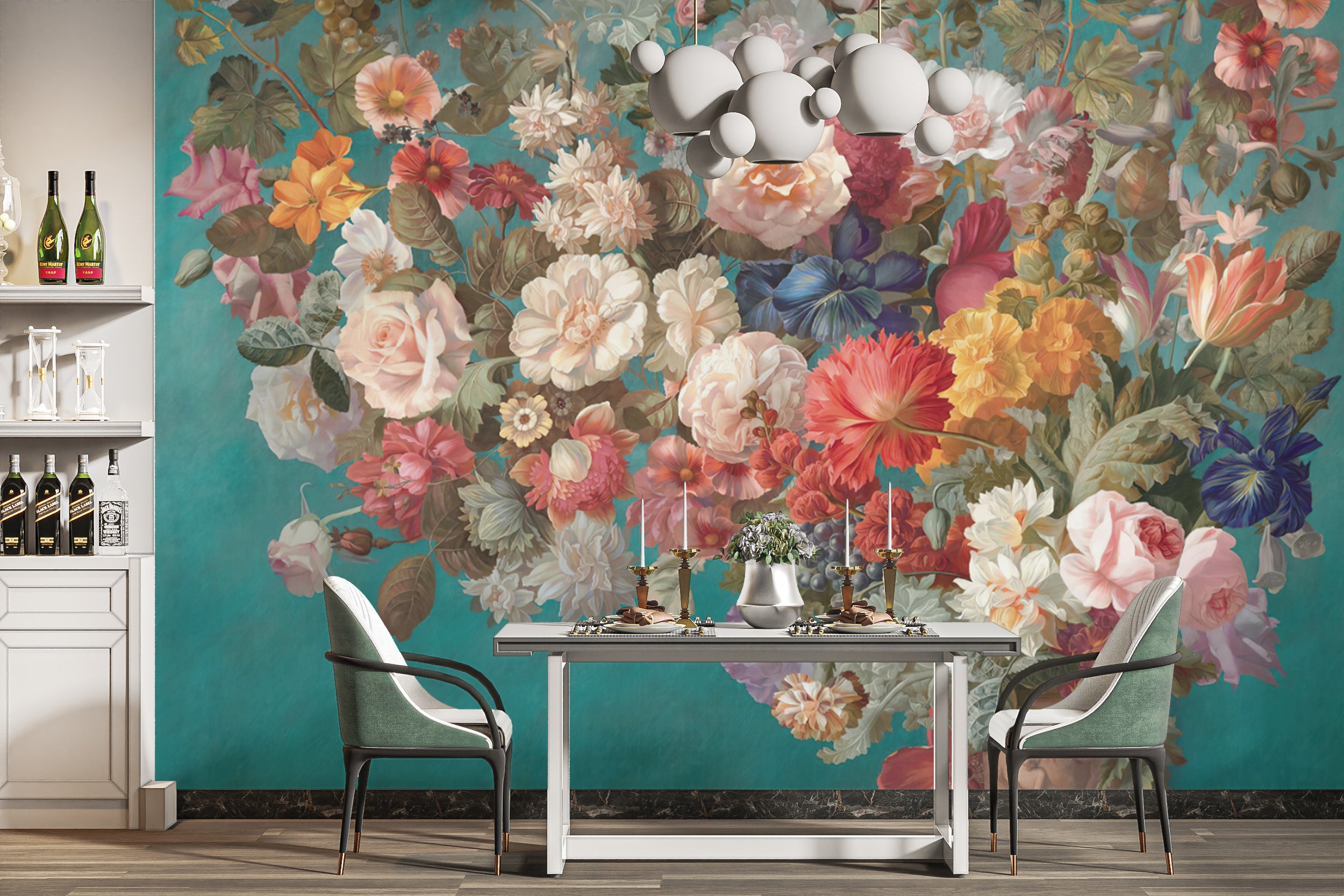 Vibrant Dutch-inspired floral wall murals for modern interiors