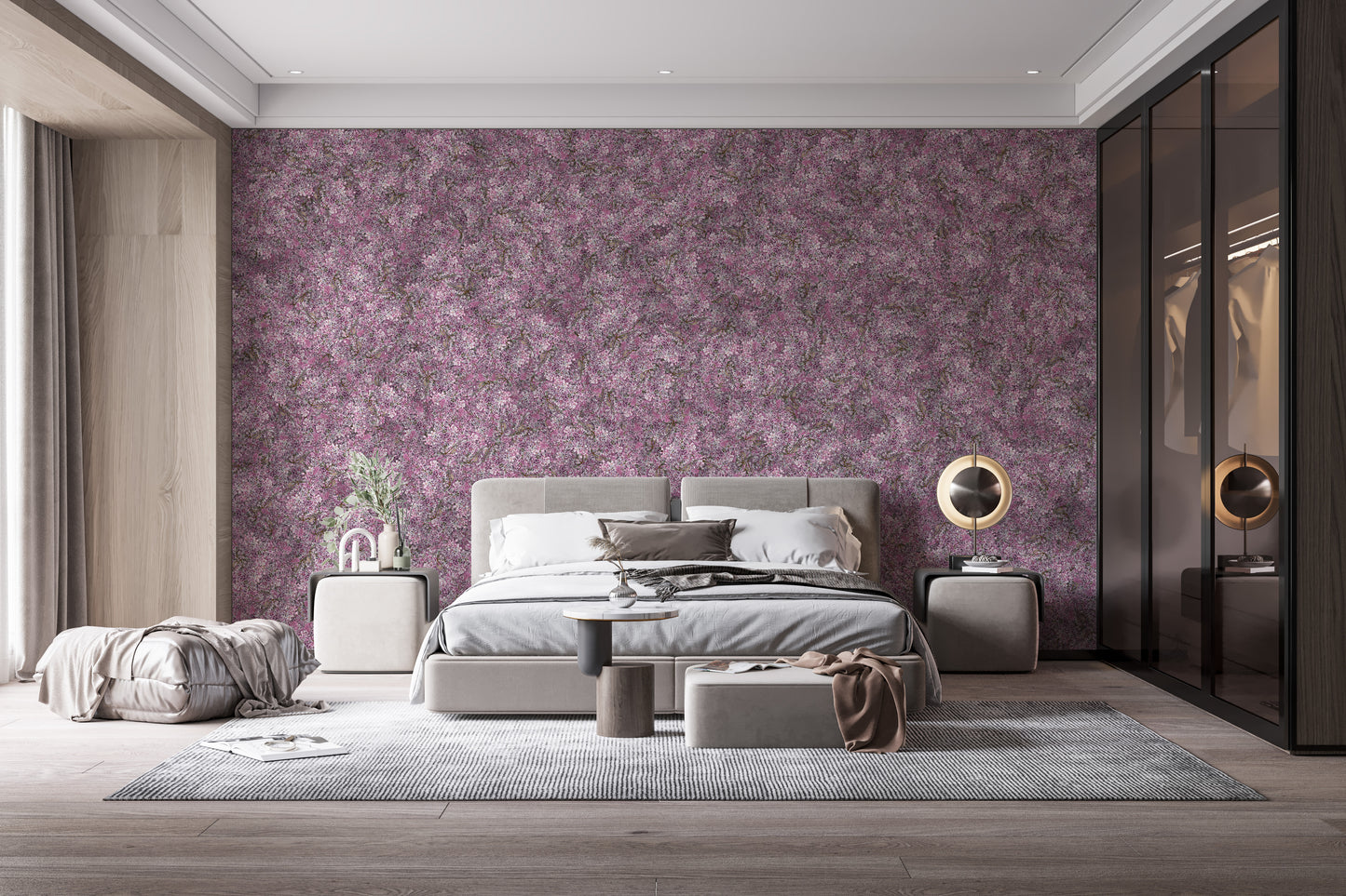 Elegant purple flower wallpaper murals style
