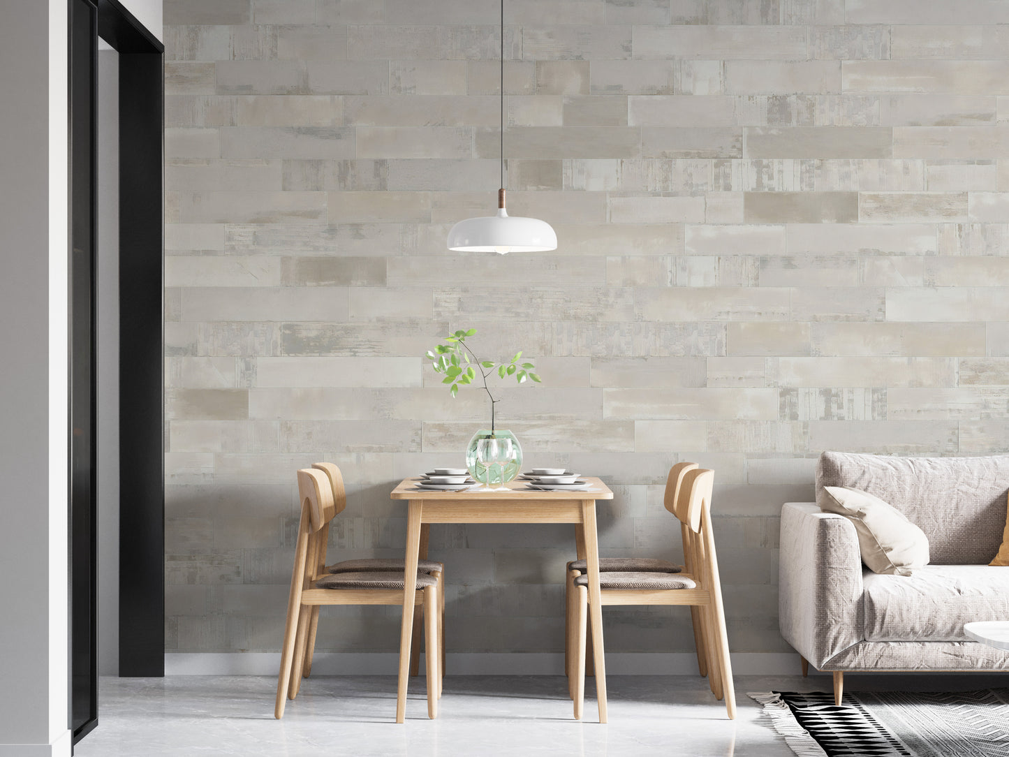 Rustic beige brick wallpaper mural for interiors