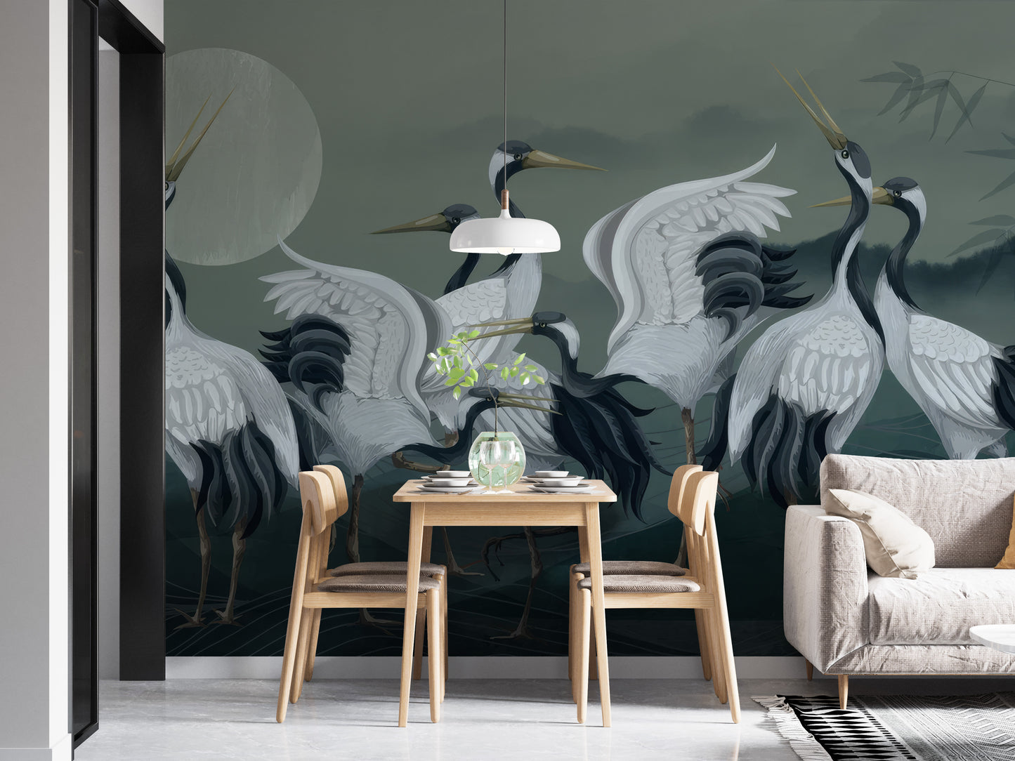 Elegant crane birds wallpaper for sophisticated interiors