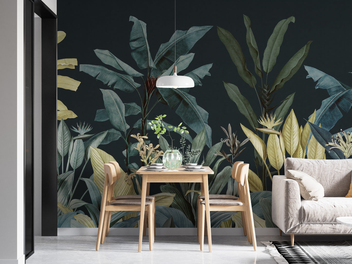 Dark Night Vintage Tropical Tree Wallpaper Murals