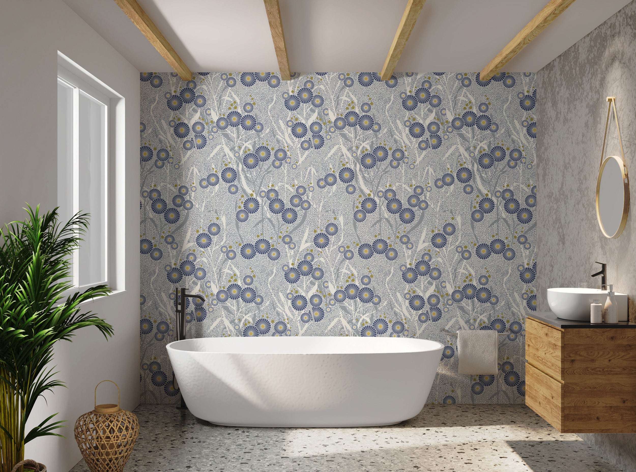 Sophisticated petals wallpaper for modern spaces