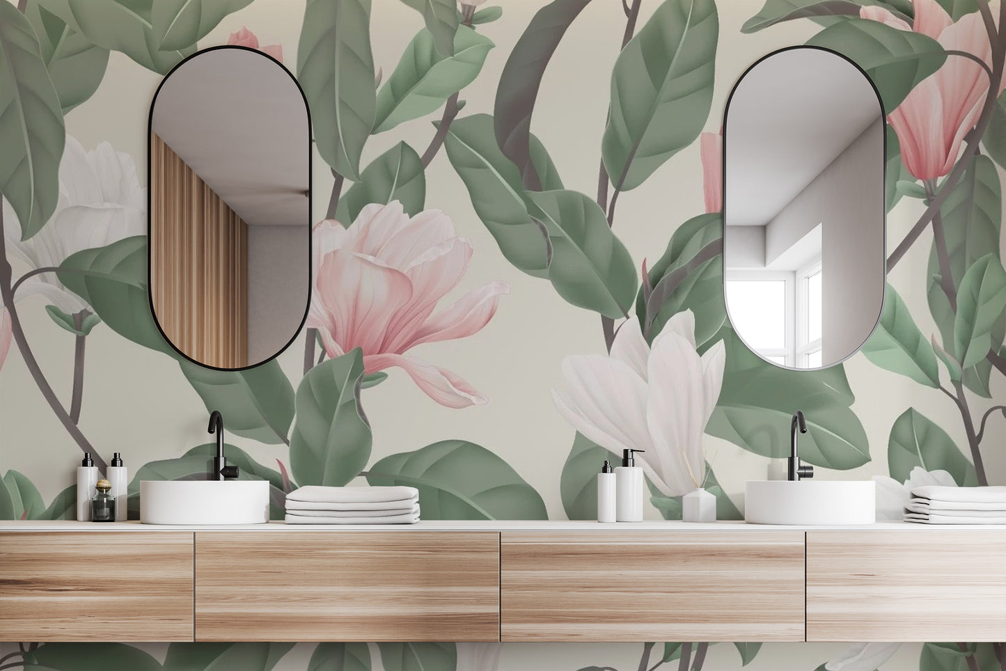 White & Pink Magnolia Flower Wallpaper Murals - Giffywalls