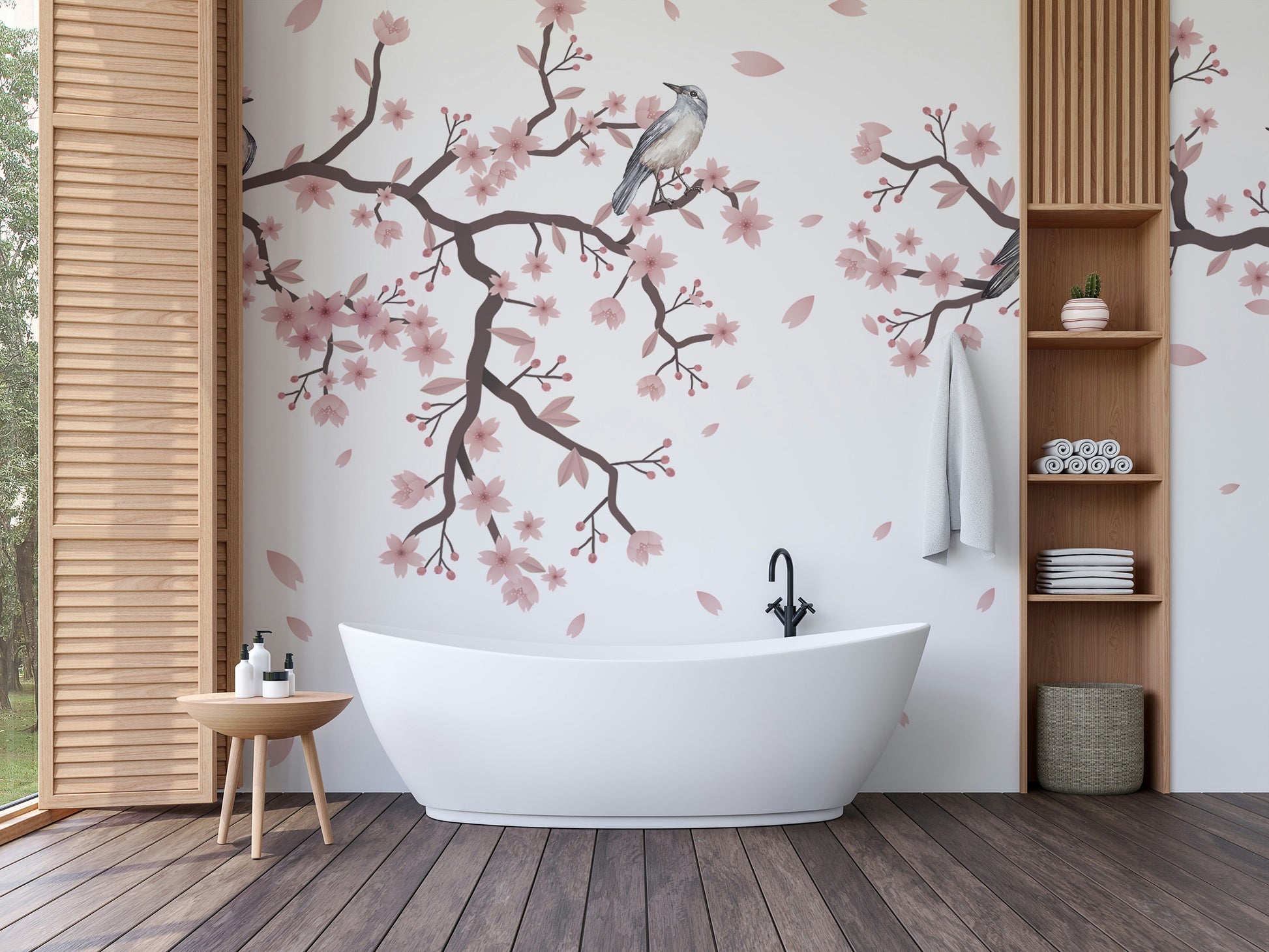 Cherry Blossom Serenade Mural floral design