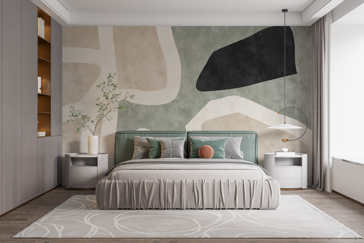 Golden Geometric Abstract Wallpaper Mural