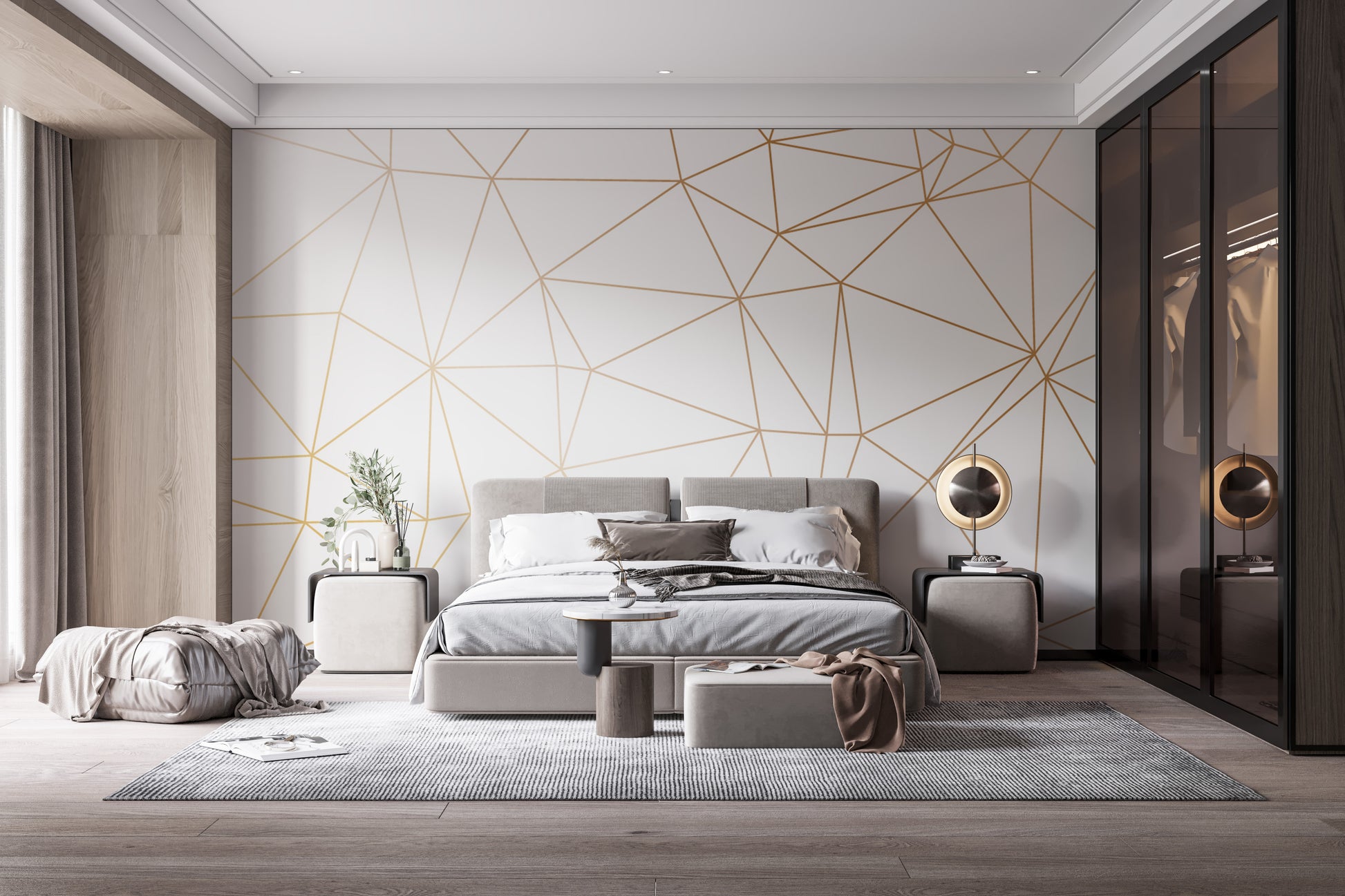 Luxurious gold strip geometric wallpaper
