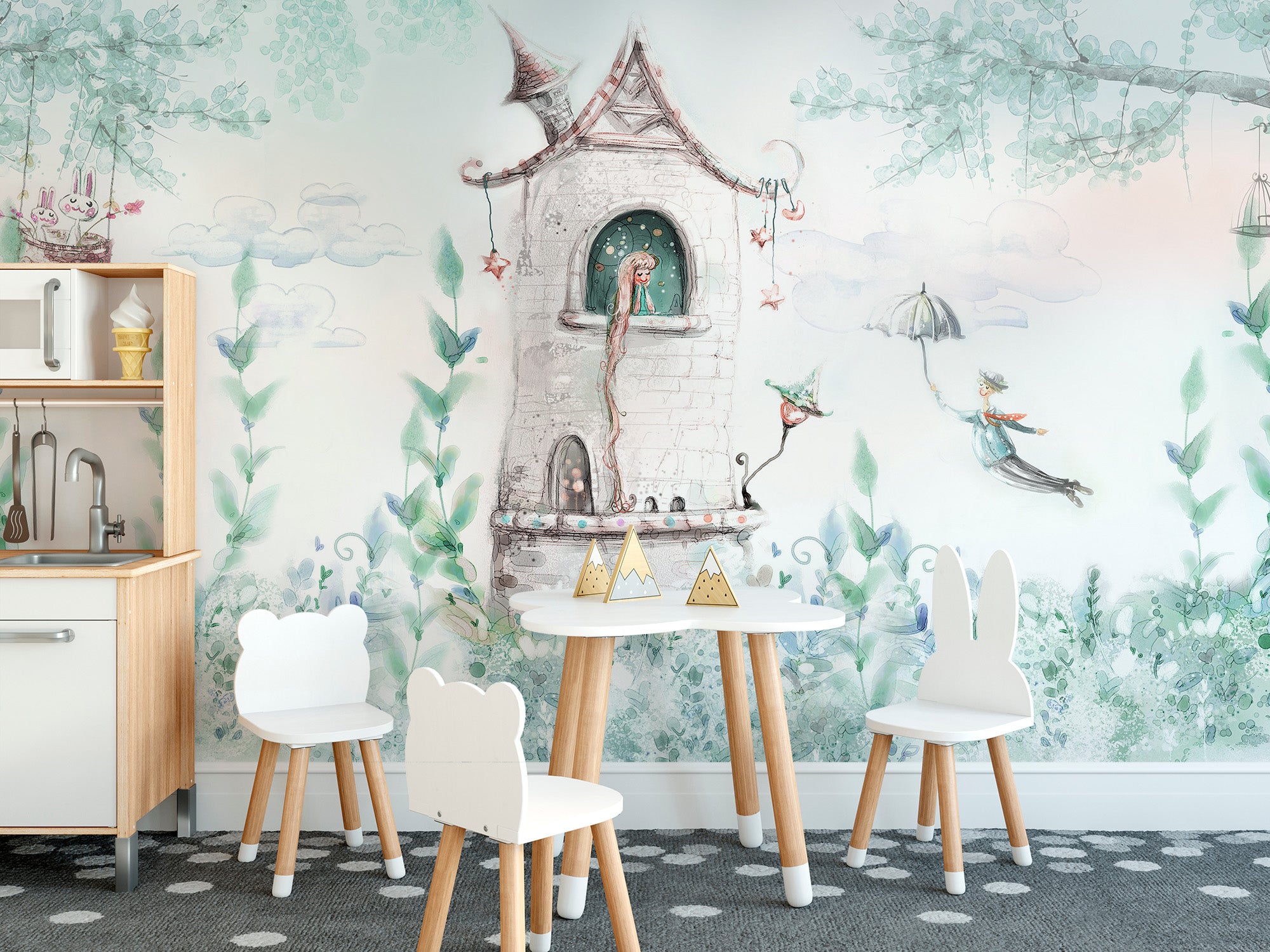 Fairytale princess wall mural wallpaper for a royal touch.