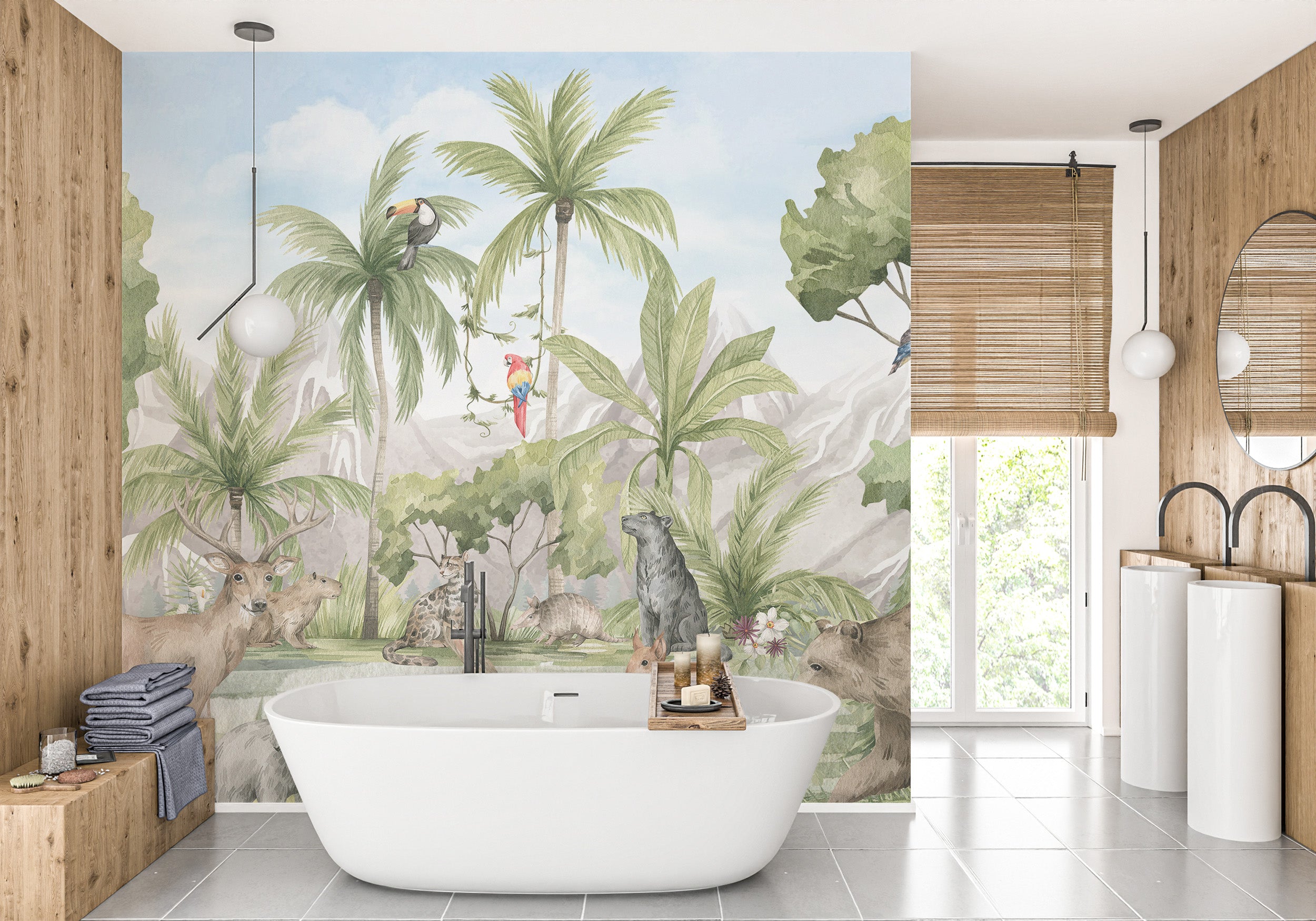 Exotic Creatures Landscape Art Mural wallpaper for walls