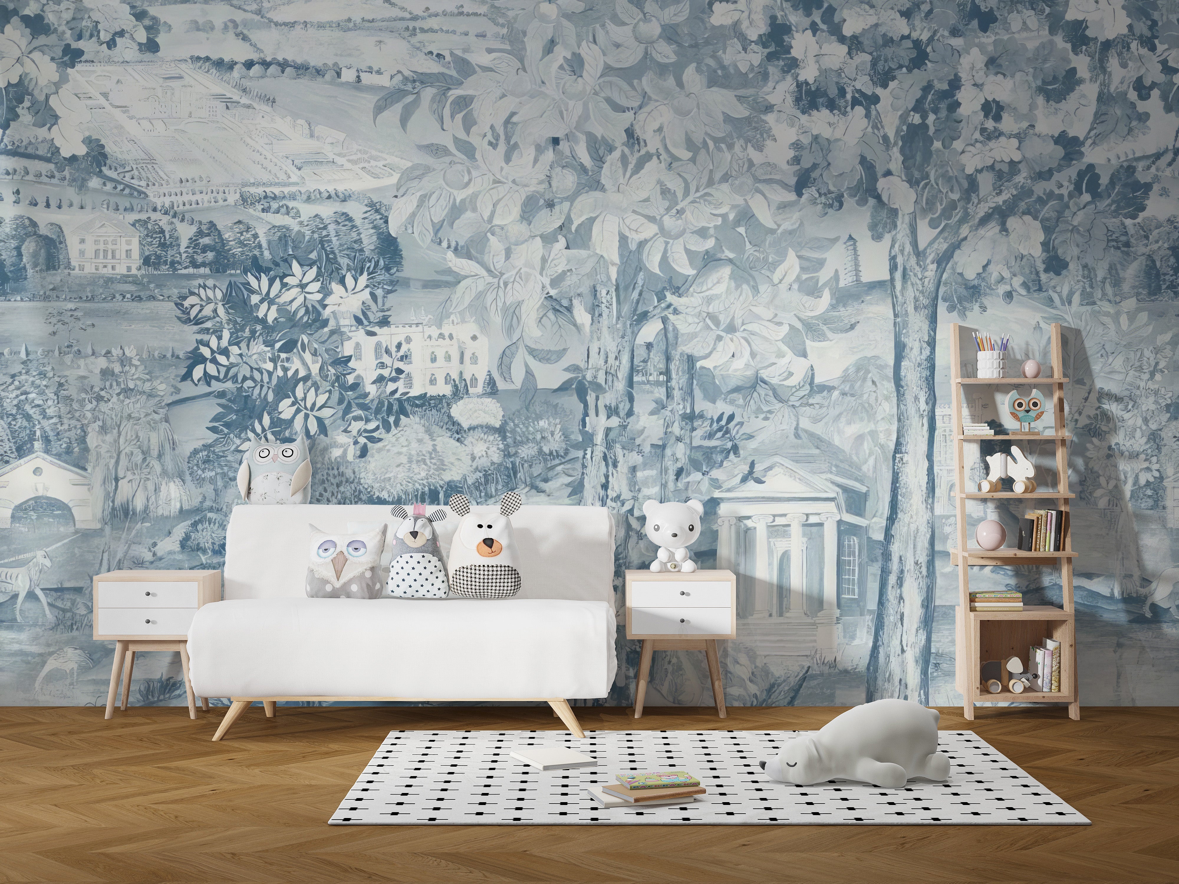 Stylish Blue Artistic Wall Mural
