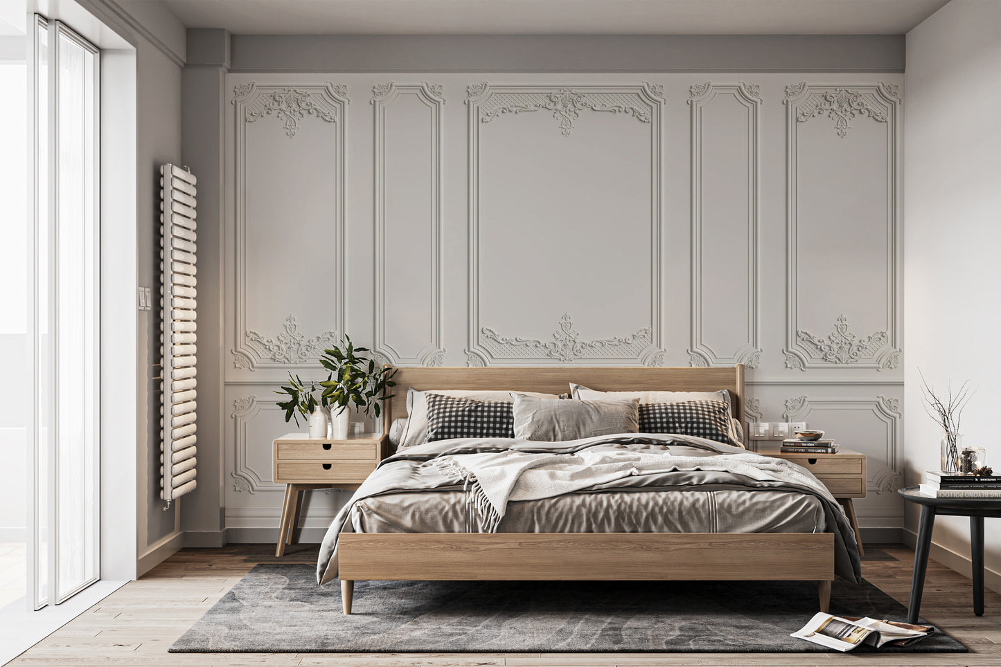 Georgian White Wood Molding Panel Wallpaper Mural