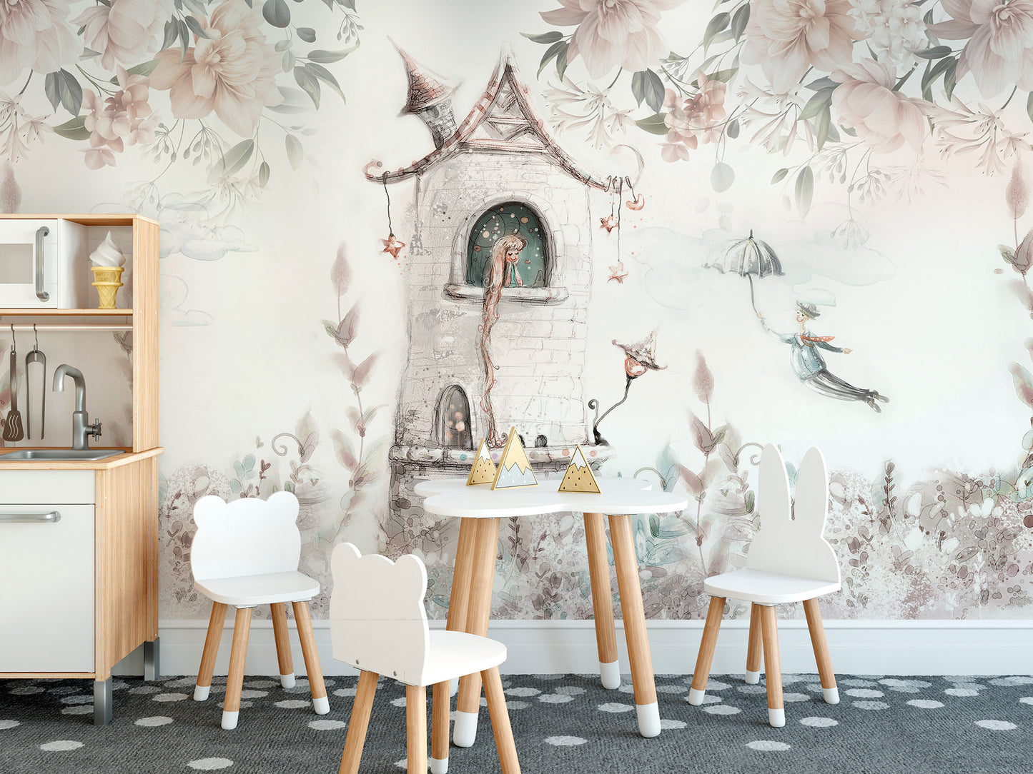 Princess Tower Floral Wallpaper Mural