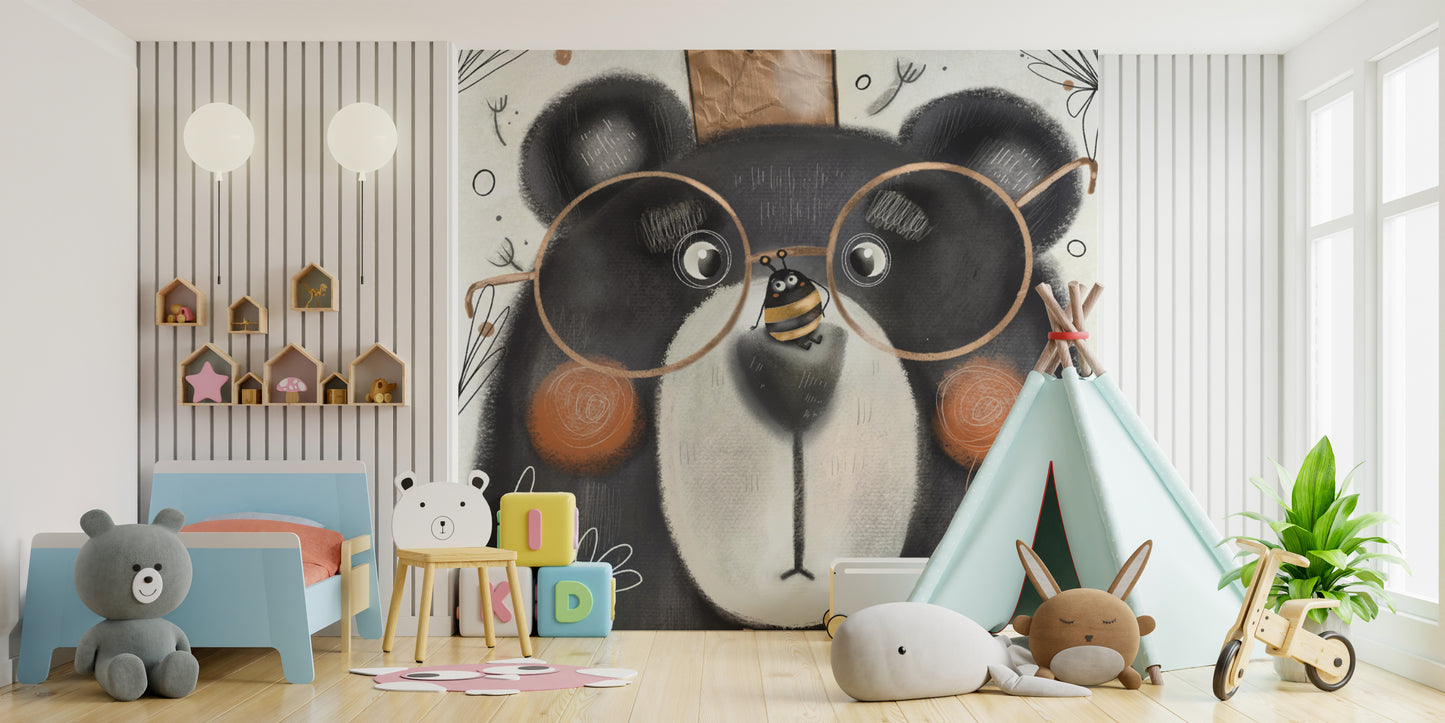 Creative Bear Face Wallpaper Mural