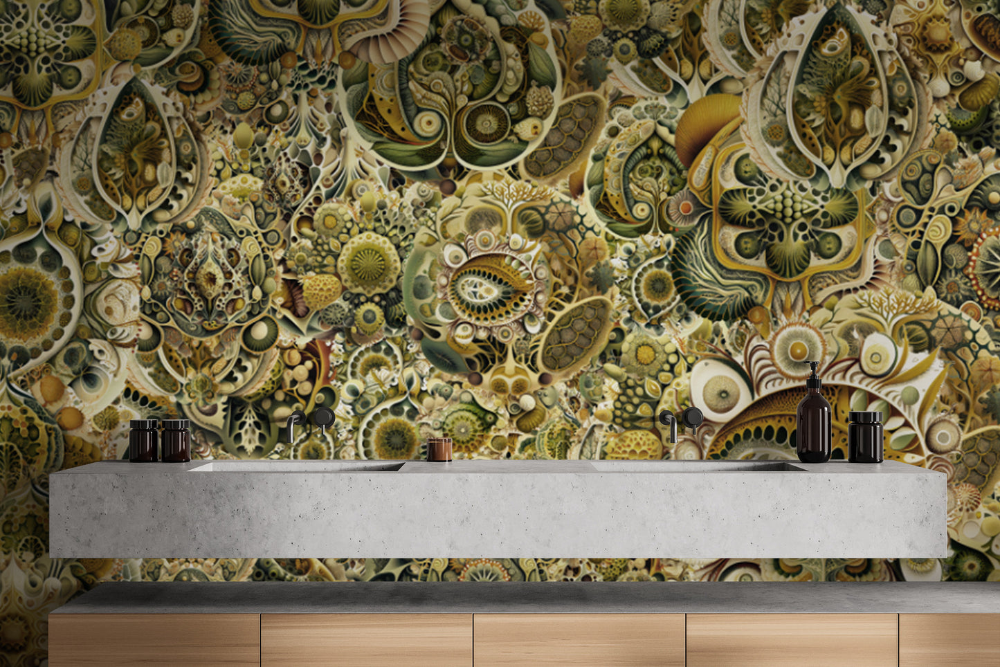 Green Color Abstract Haeckel Wallpaper Murals - Giffywalls