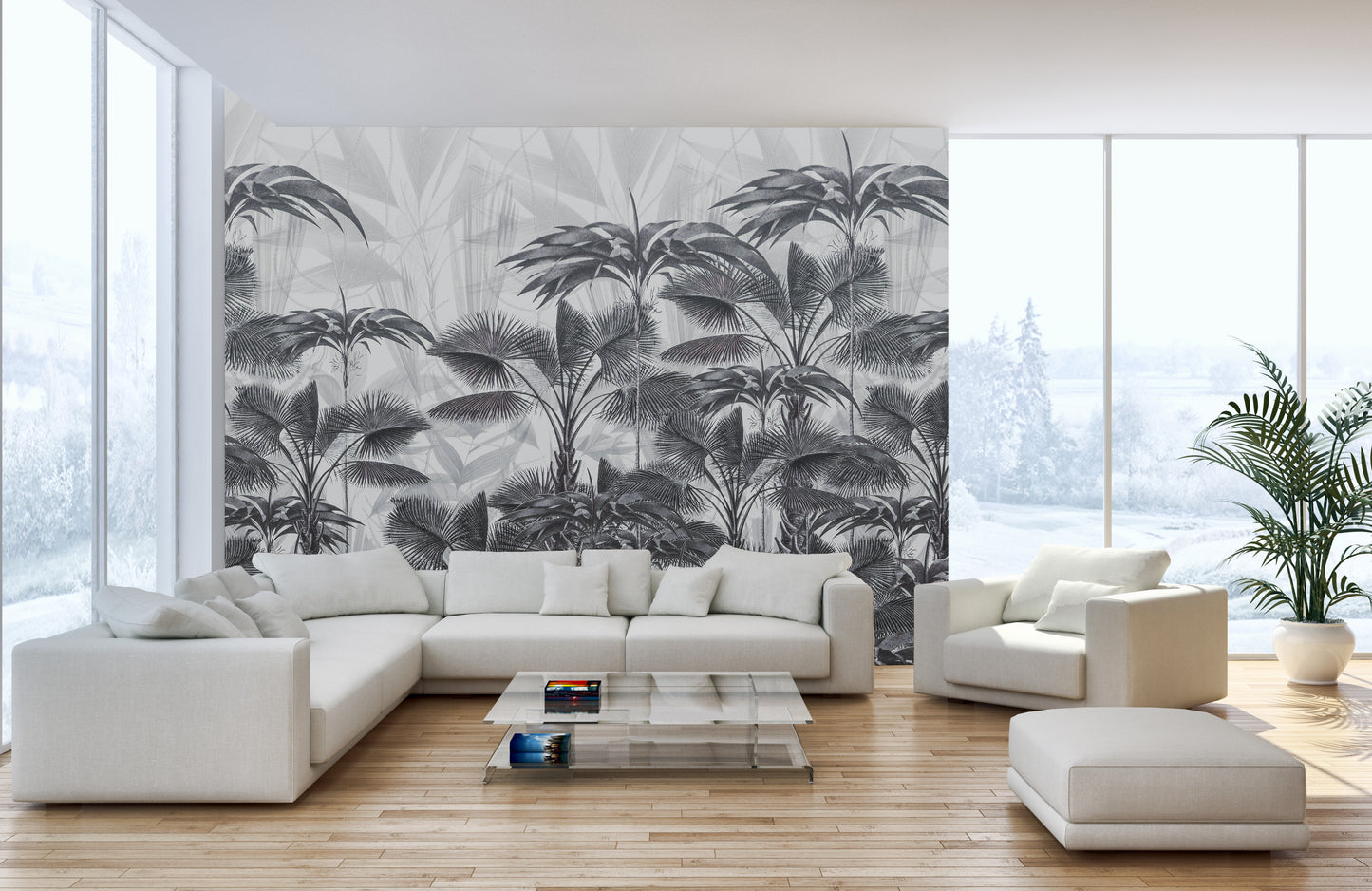 Calm Bushy Palms Wallpaper Mural
